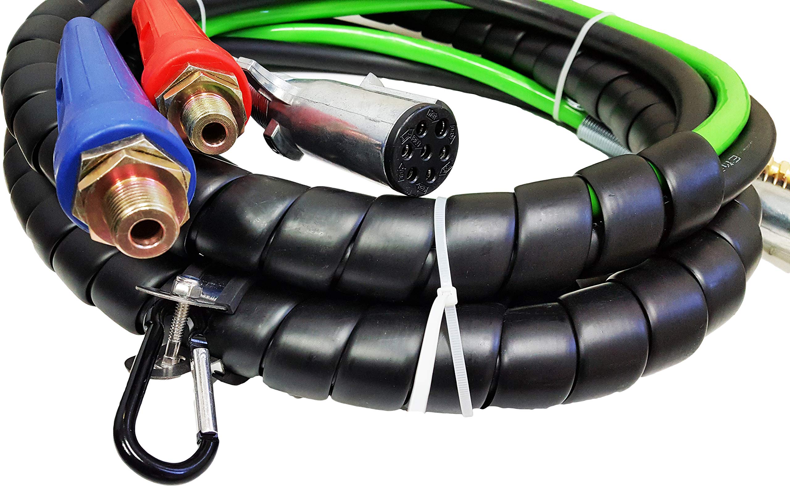 TORQUE 12 FT 3-in-1 ABS Power Air Line Kit with Gladhands, Seals & Tender Spring - Heavy Duty Semi Truck Air Hose Accessories for Tractor Trailer (TR813212) - Ideal for Brake System Repairs & Fleet Maintenance