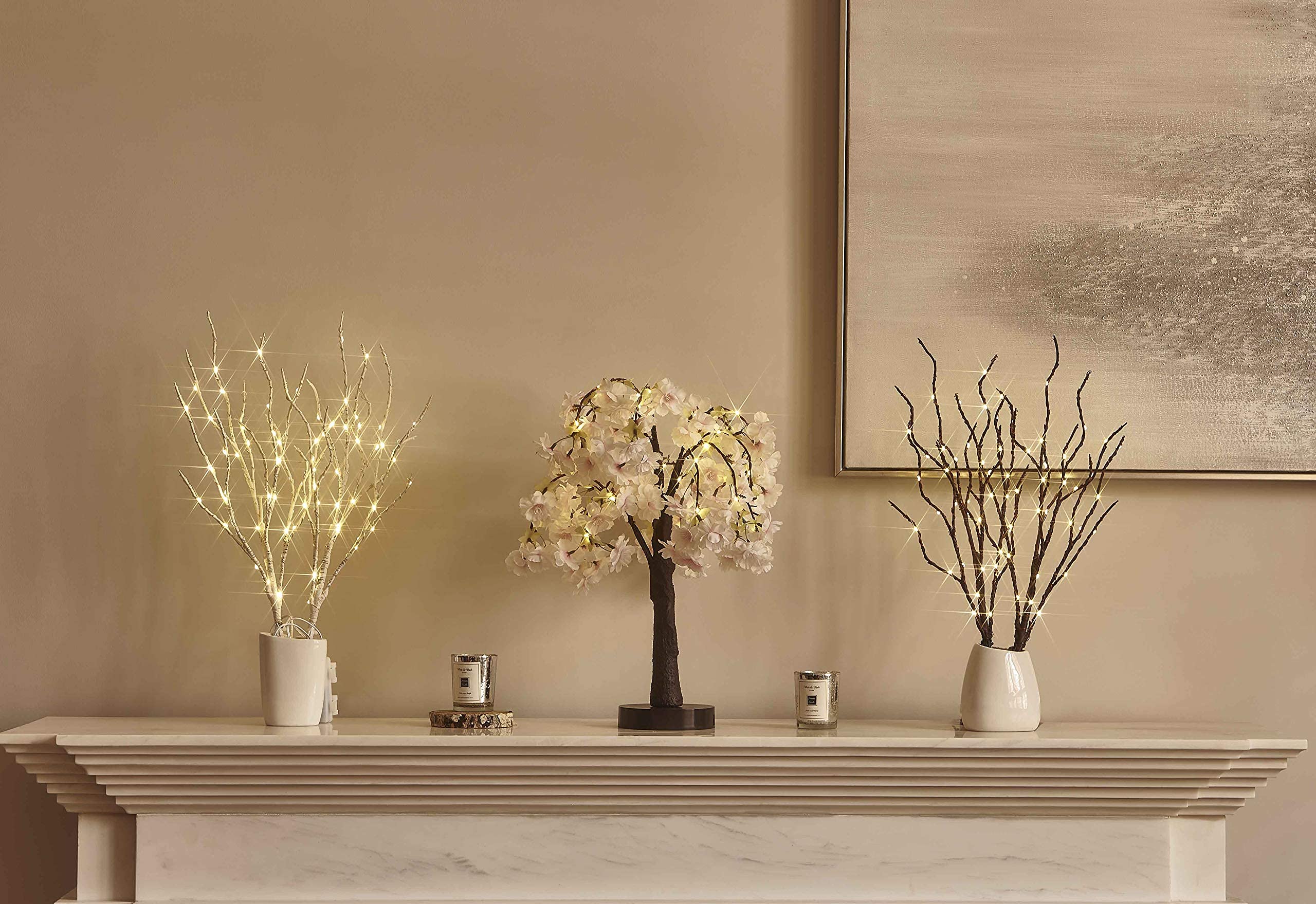 LITBLOOM 18IN Pink LED Cherry Blossom Tree with Timer - 40 Warm White Lights, USB/Battery Powered Artificial Bonsai for Wedding, Party, Home, Birthday Decor - Perfect for Tabletop, Bedroom, and Garden Ambiance