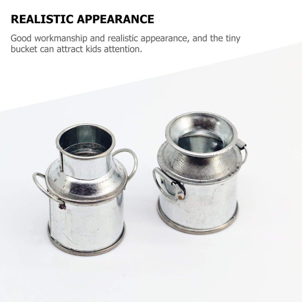 2PCS Miniature Buckets for Tiny House Decor, Mini Flower Vases, DIY Centerpieces - Perfect for Fairy Gardens, Dollhouse Accessories, and Wedding Table Decorations