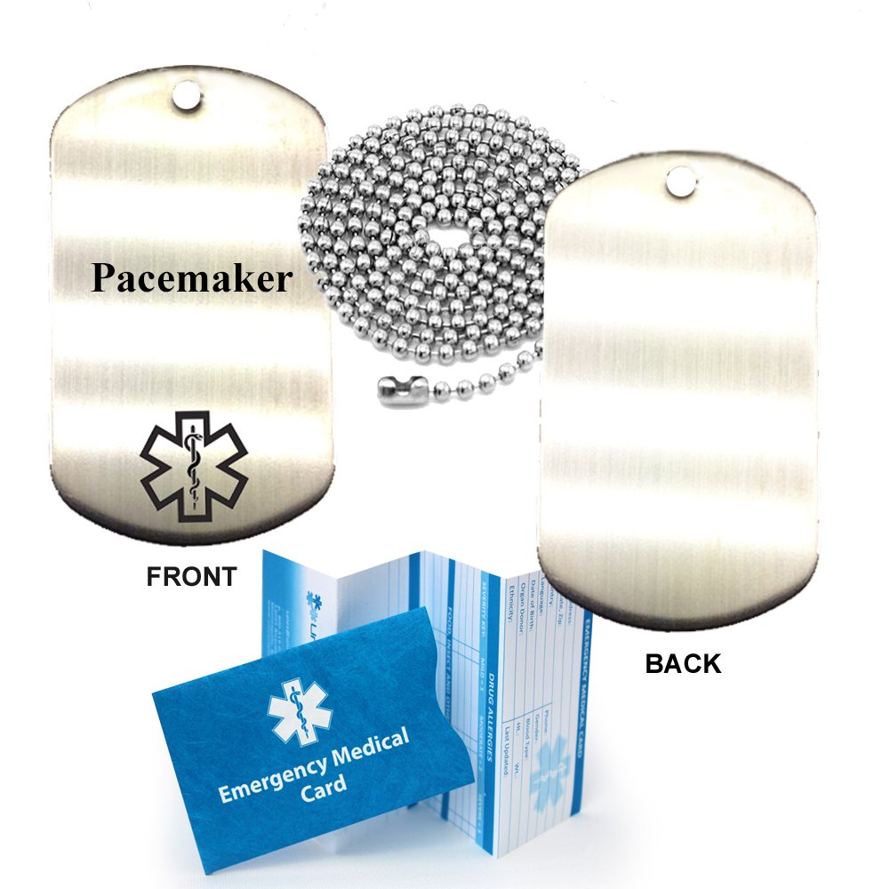 Stainless Steel Medical Alert ID Dog Tag Pendant for Pacemaker Patients - Emergency Medical Information Jewelry for Heart Conditions