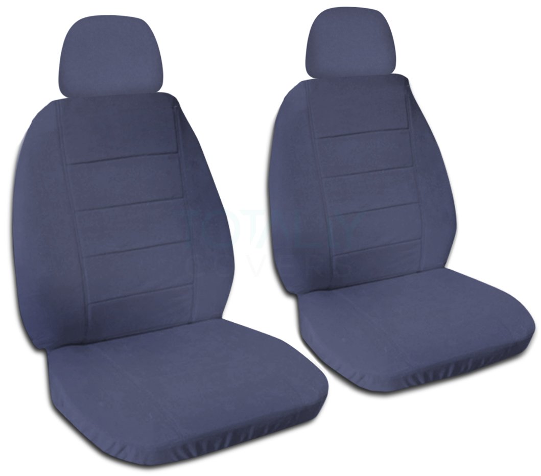 Premium Solid Color Car Seat Covers with 2 Headrest Covers - Blue Gray - Universal Fit for Cars, Trucks, Vans, RVs & SUVs (22 Color Options) - Perfect for Road Trips, Daily Commutes & Vehicle Protection