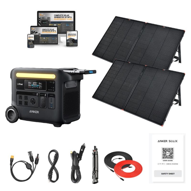 Anker Solix F2600 2560Wh 2400W Portable Power Station with Solar Panel Kit - Backup Power for Camping, RV, Emergencies & Off-Grid Living