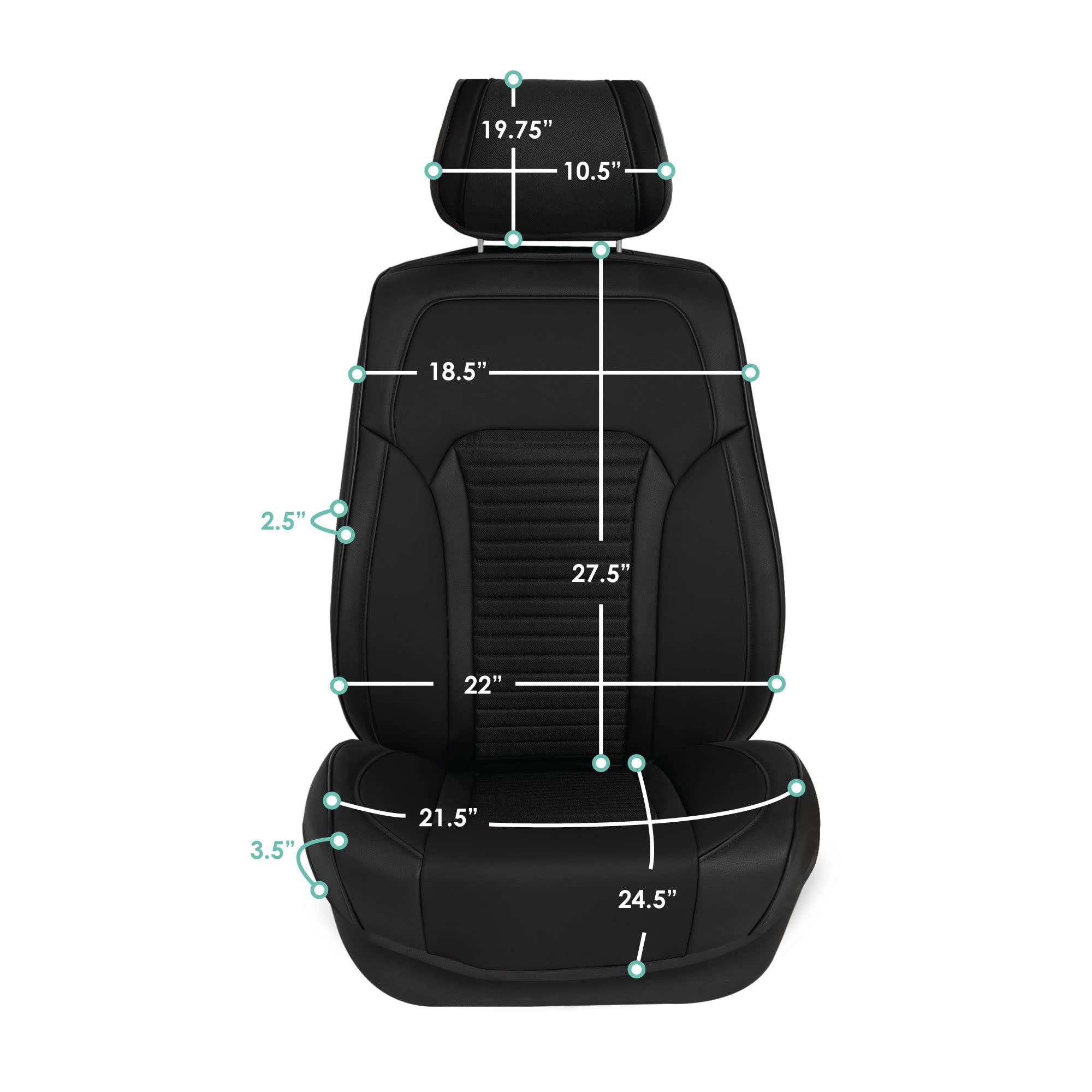 FH Group 2-Pack Universal Faux Leather Car Seat Covers - Waterproof Seat Cushion Protectors for Cars, Trucks & SUVs | Premium Front Seat Protectors for Comfort & Style | Perfect for Daily Commute, Road Trips & Pet Protection