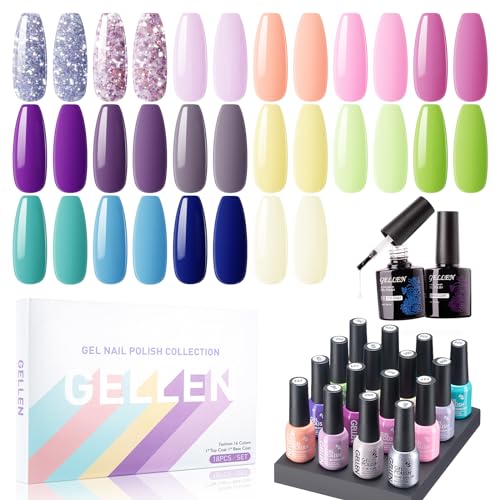 GL18-11 - glitters, purple, orange, purple, gray, yellow, green, blue, and milk white tones