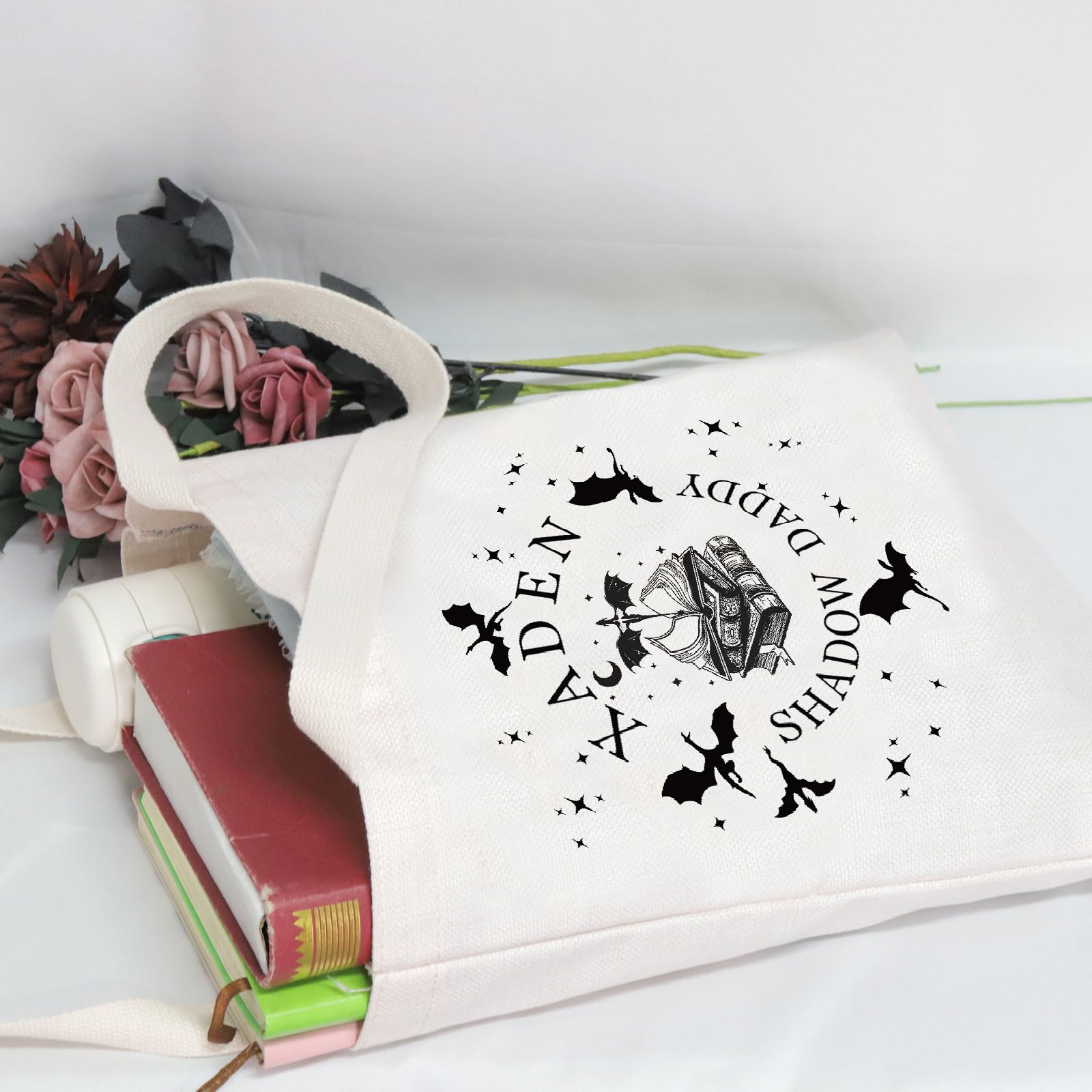 FUNYSO Dragon Book Inspired Tote Bag - Xaden Shadow Dsddy Fantasy Book Lover Gift for Women & Men - Perfect for Book Club, Cosplay & Fantasy Conventions