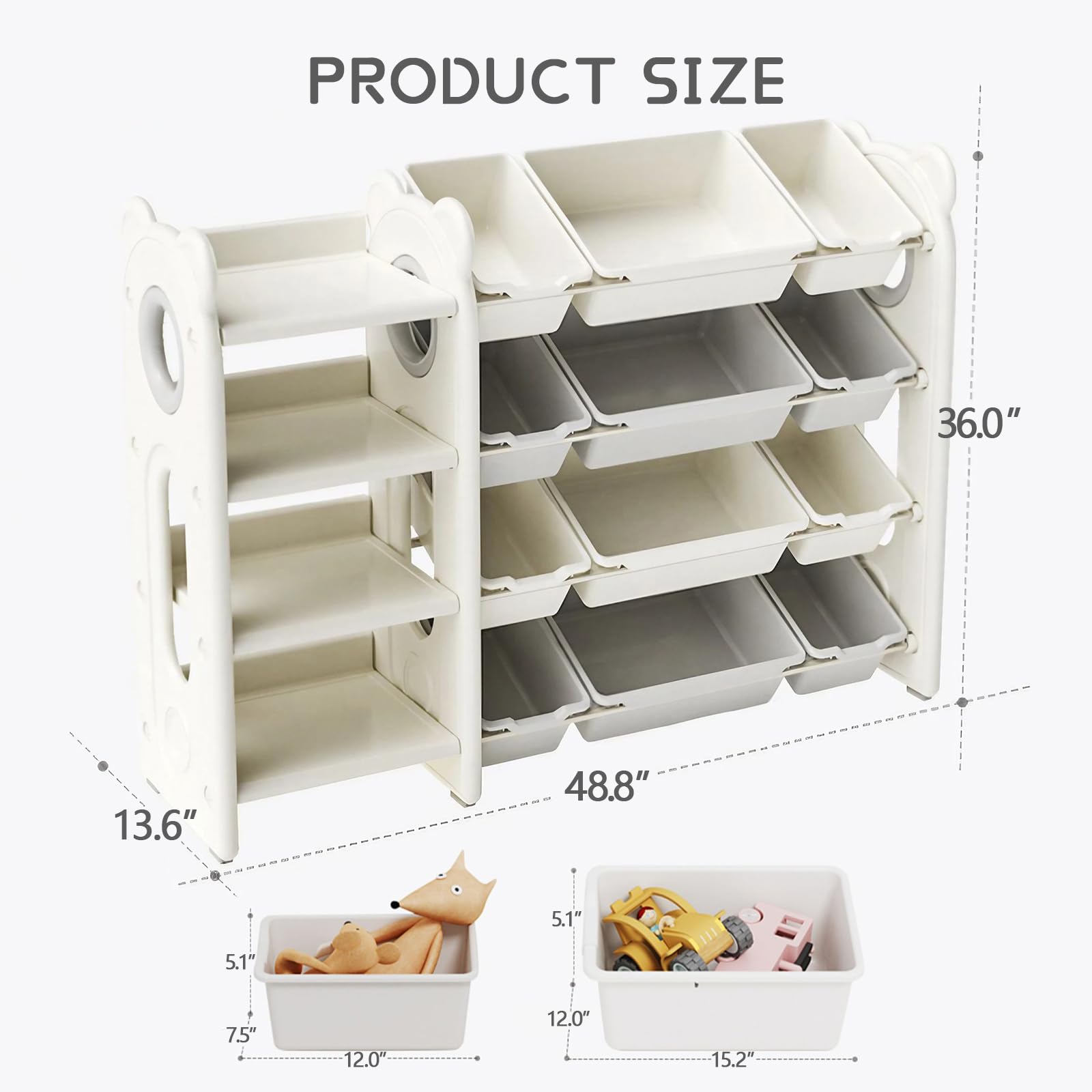 Kids Toy Storage Organizer with 12 Bins - Foldable Toy Organizer for Playroom, Nursery & Living Room - Perfect for Storing Toys, Books & Art Supplies