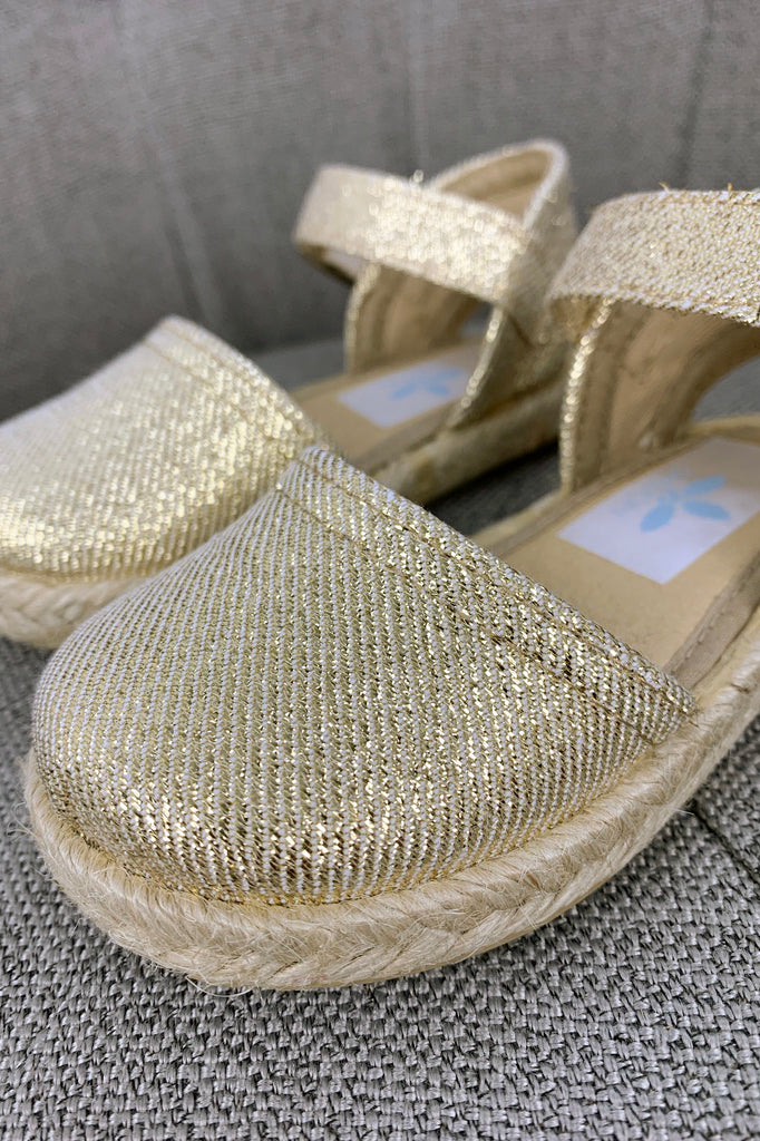 Women's Gold Espadrille Sandals - Comfortable Jute Wedge Heels for Summer Beach, Vacation & Casual Outfits