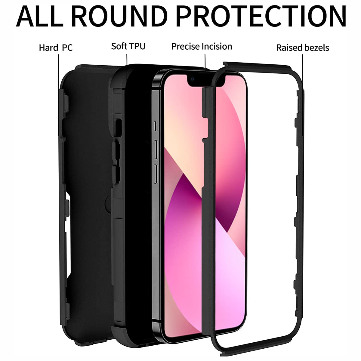 Custom Heavy-Duty Shockproof iPhone 13 Pro Max Phone Case - 3-Layer Full Protection, Scratch-Resistant Design - Perfect Anniversary & Birthday Gift for Him/Her (Black) | Ideal for Outdoor Activities, Travel & Everyday Use