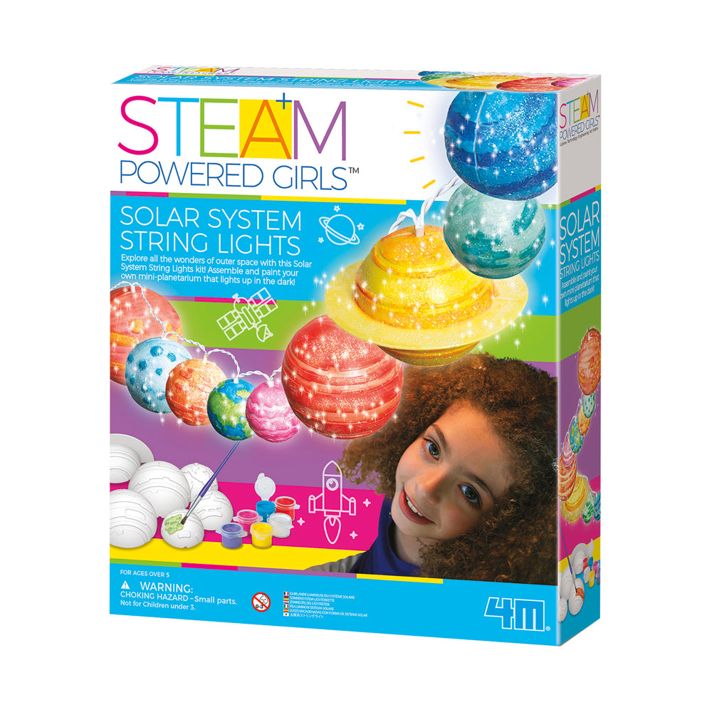 4M Solar System String Lights - STEM Educational Kit for Kids - Solar Powered Planet Decor for Bedroom, Classroom & Outdoor Parties