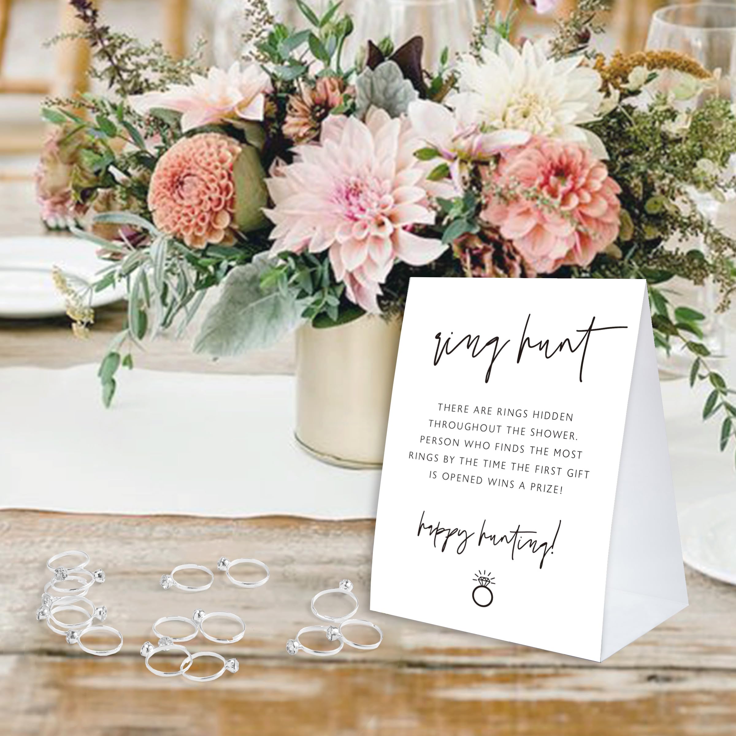 Bridal Shower Ring Hunt Game Set - 30 Fake Rings for Wedding Party Games, Bachelorette Party Activities & Bridal Decorations - Fun Guest Icebreaker for Bridal Showers & Wedding Receptions (RH12)