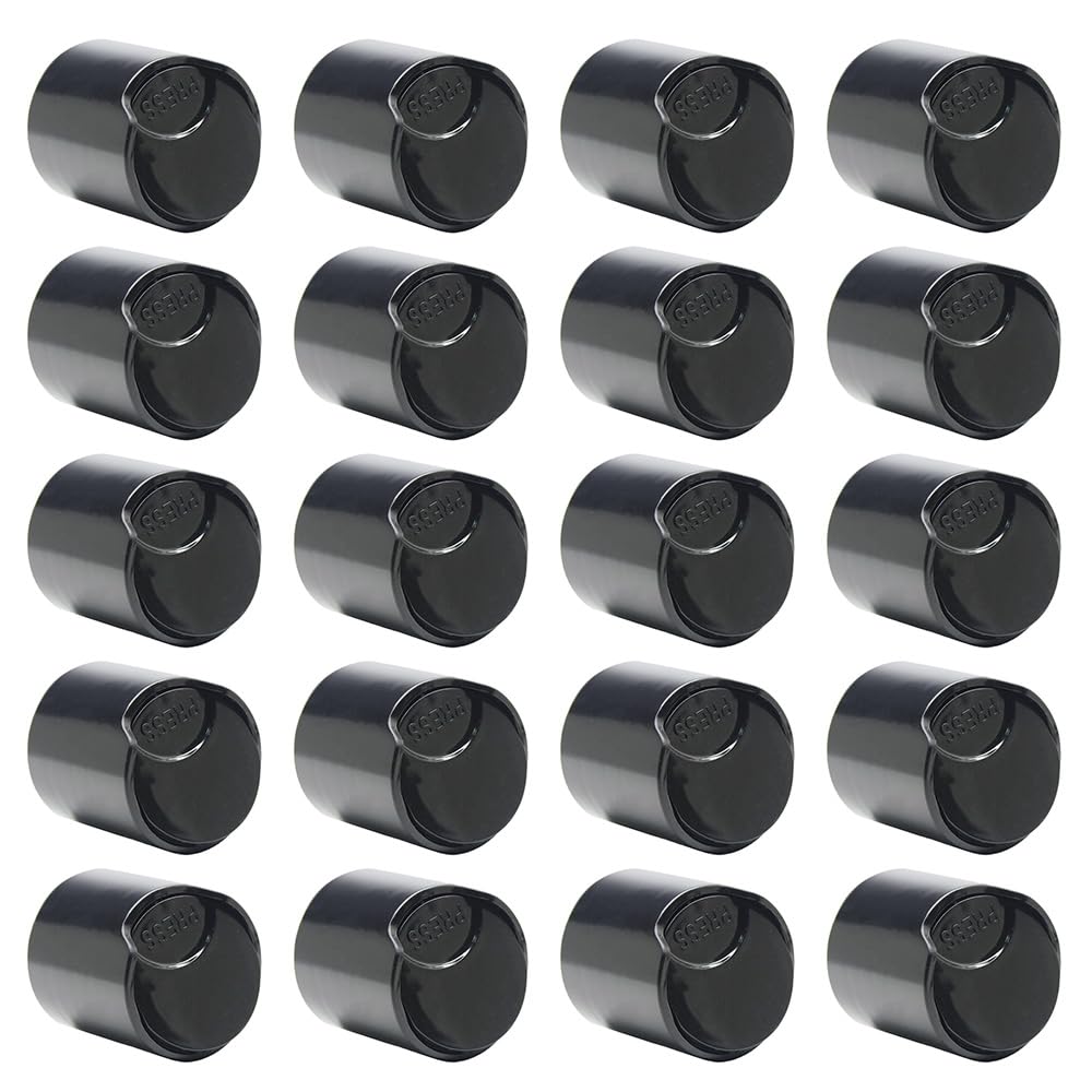 ZYAMY 20pcs 24/410 Black Disc Top Caps for Plastic Bottles - Durable Replacement Lids for Squeeze Bottles & Empty Containers - Perfect for Kitchen, Lab, and DIY Projects