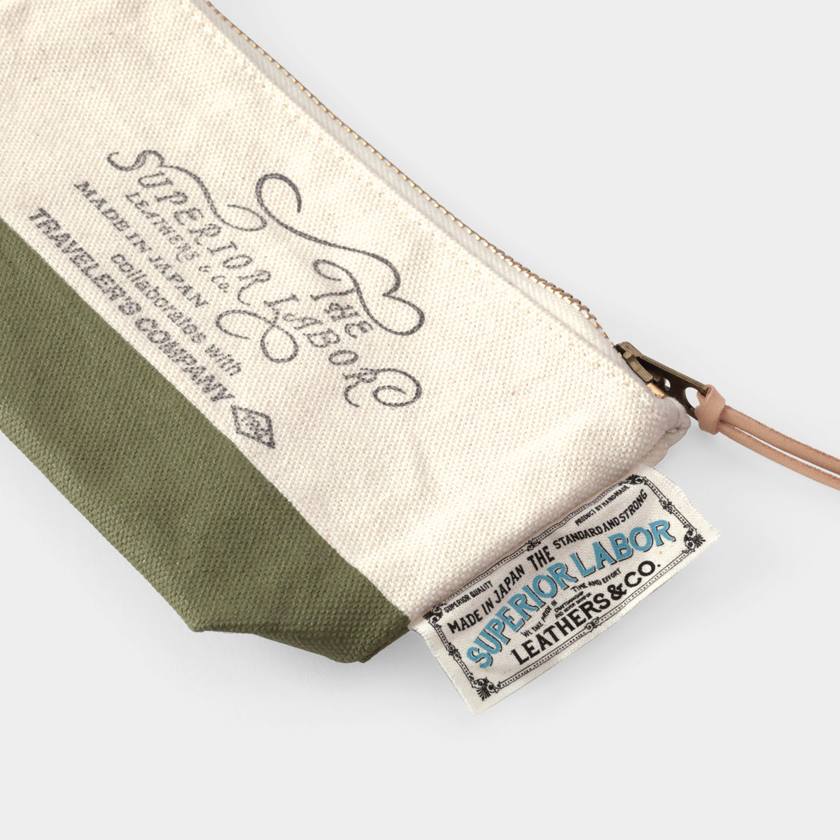 TRAVELER'S COMPANY x The Superior Labor Engineer Pouch - Medium Size Olive for Travel & Work Organization | Perfect for Tech Accessories, Stationery & EDC Essentials