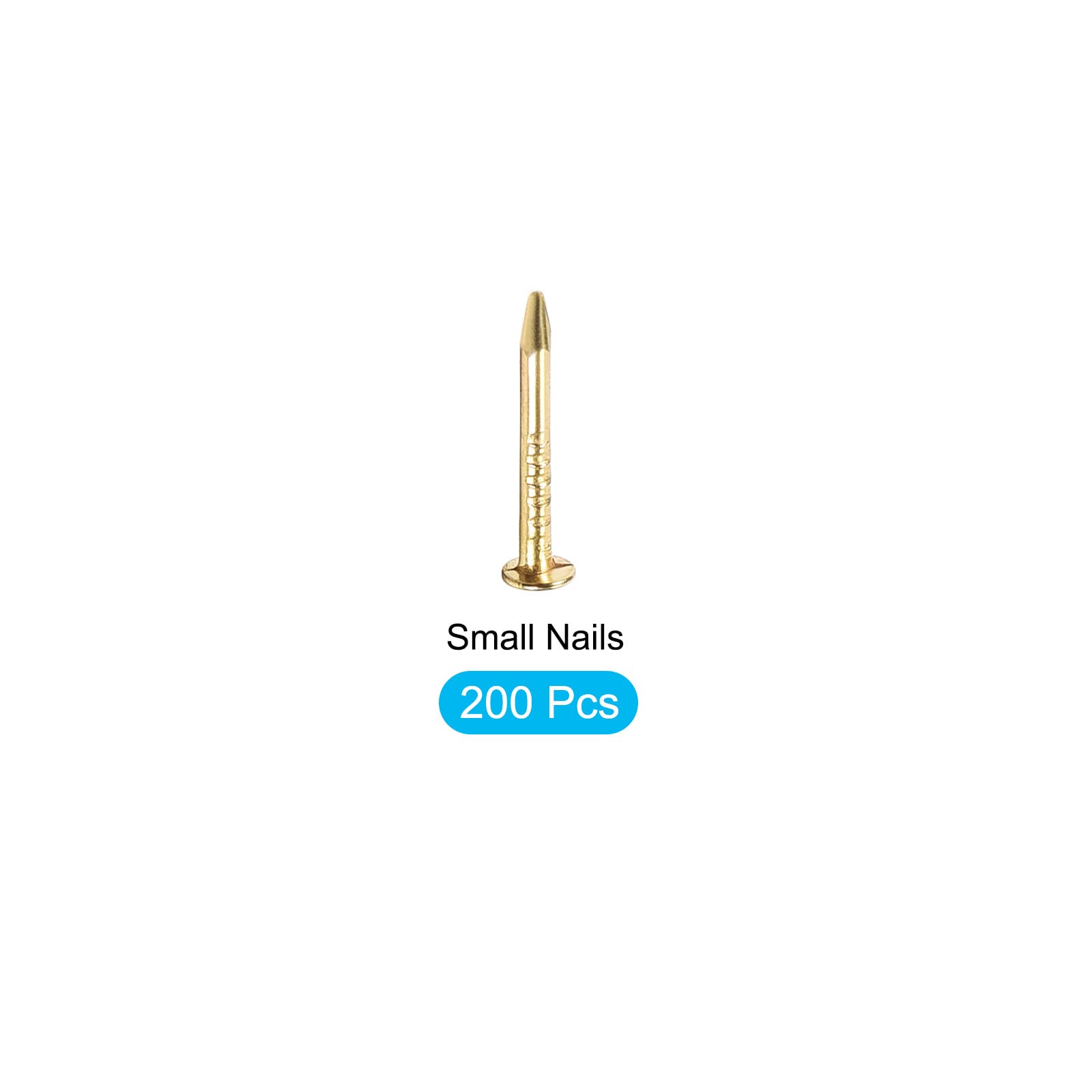 METALLIXITY 200pcs Small Nails (1x10mm) - Carbon Steel Tiny Hardware Nails for Woodworking, DIY Projects & Home Repairs - Gold Tone Finish - Perfect for Furniture Assembly, Picture Hanging & Crafting