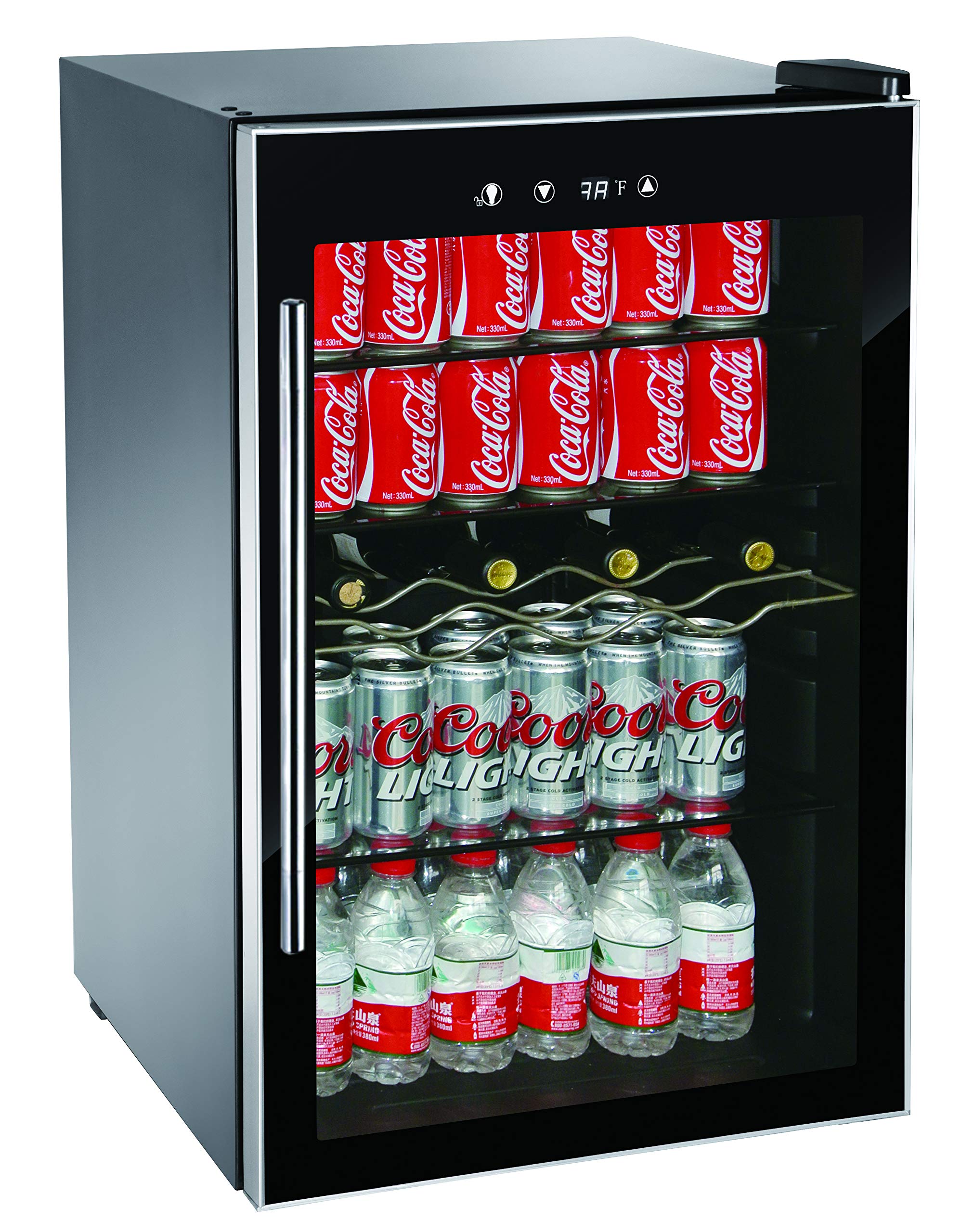 RCA RMIS1530 Freestanding Beverage Cooler - 110 Can or 36 Bottle Capacity, Black - Perfect for Home Bars, Basements, and Entertaining Spaces