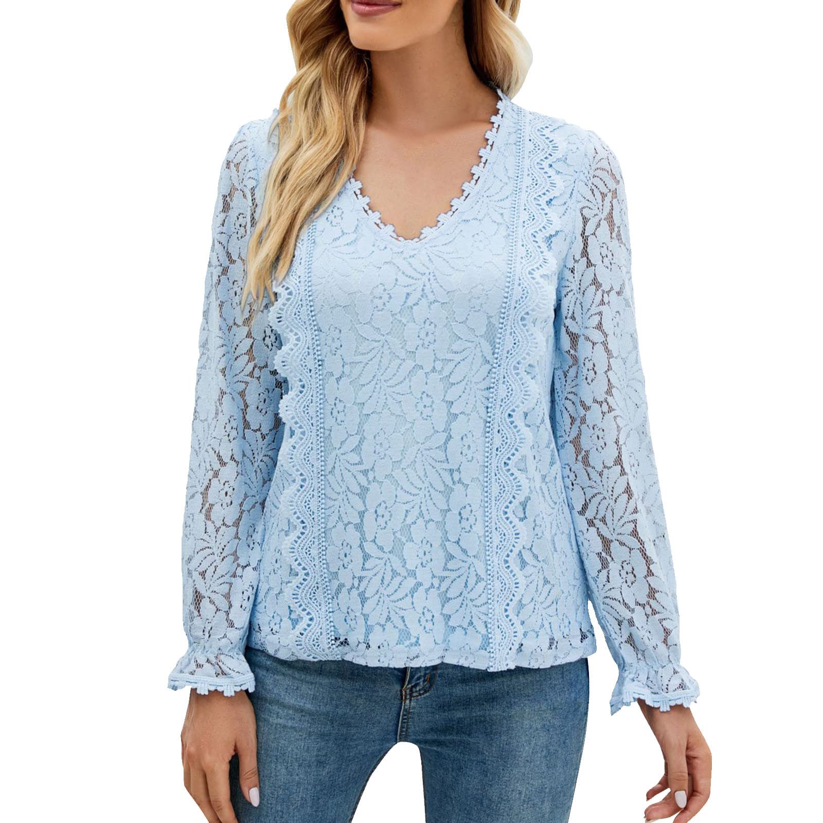 Trendy 2022 Fall Tops for Women - V-Neck Button Down Casual Blouse & T-Shirt | Perfect for Office, Date Night & Autumn Outfits