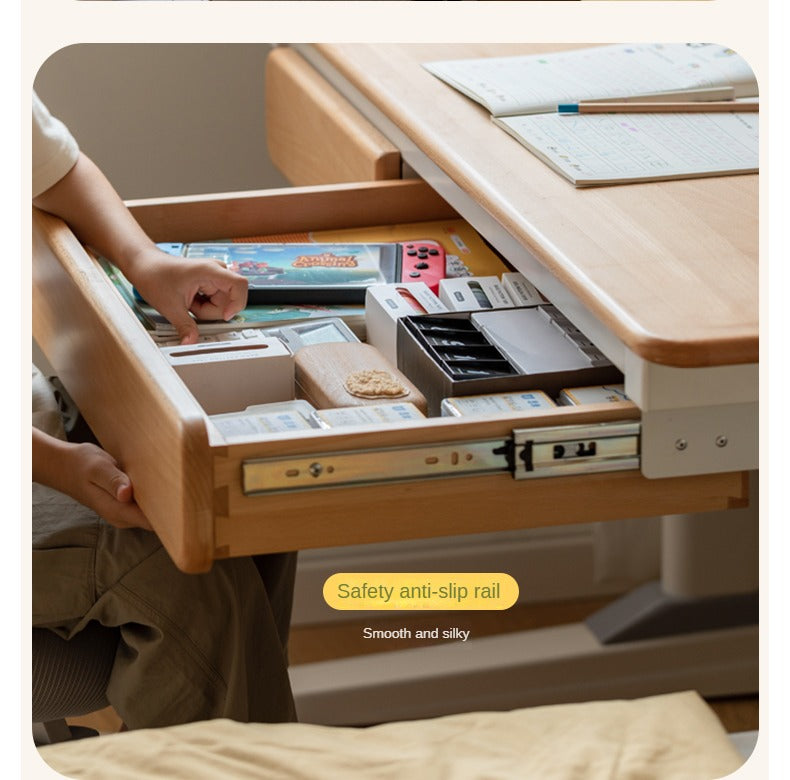 Solid Beech Wood Adjustable Lift Study Desk - Perfect for Home Office, Reading & Writing Workspace