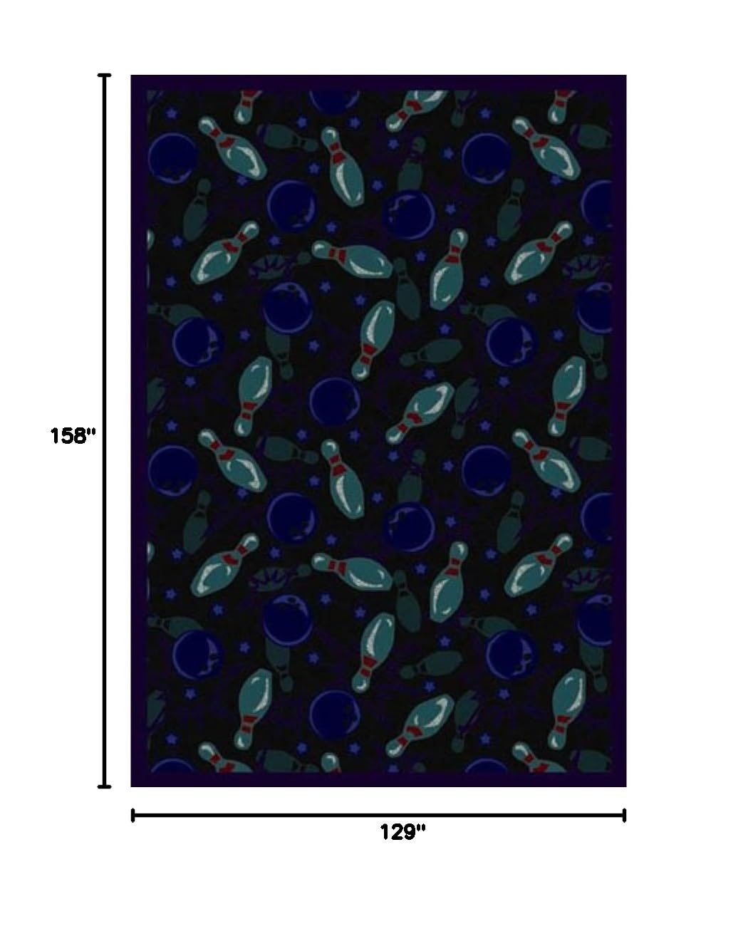 Joy Carpets Sports Fan Retro Bowl Area Rug - Cool Blue, Non-Slip Soft Carpet for Living Room, Bedroom & Game Room Decor