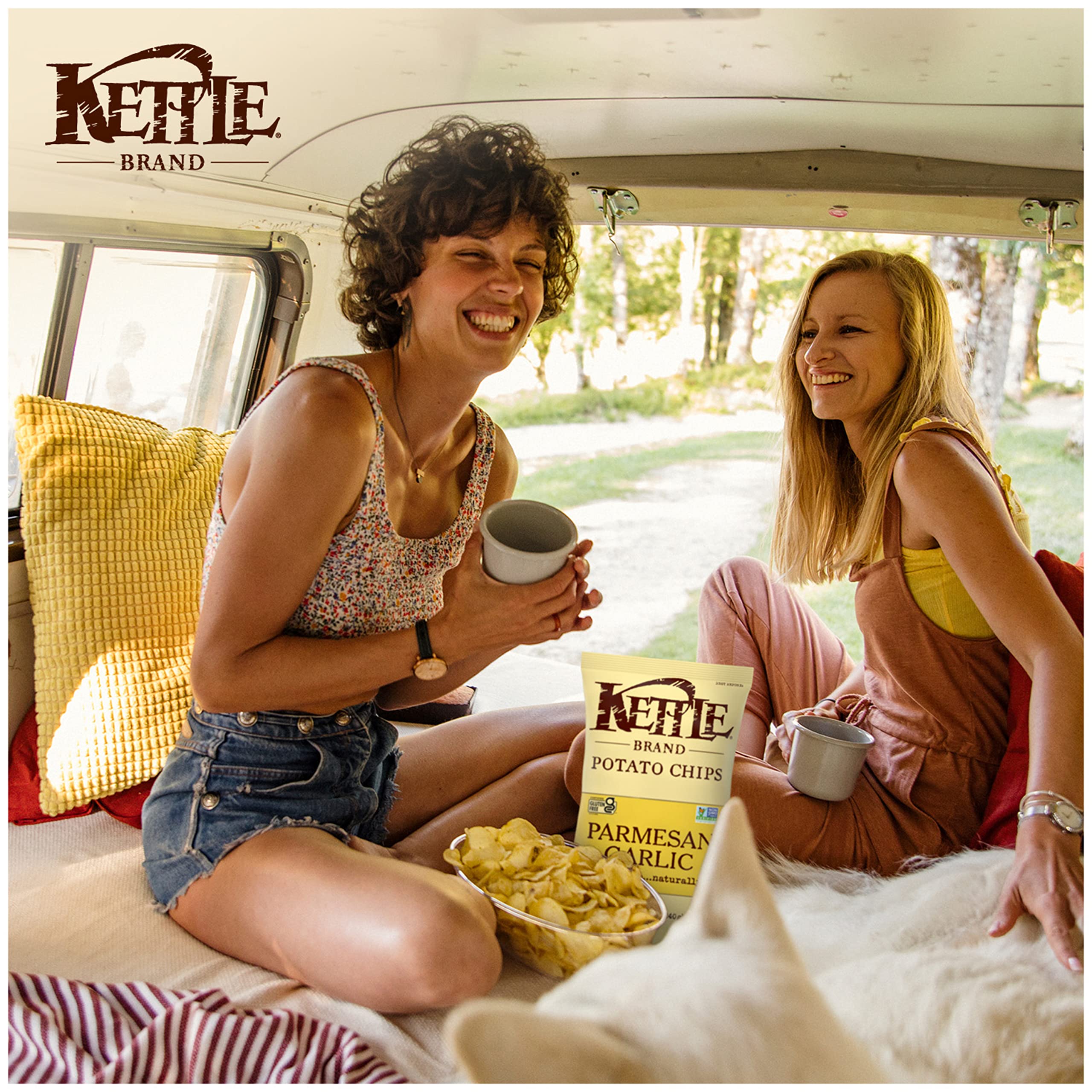Kettle Brand Parmesan Garlic Kettle Cooked Potato Chips - 8.5 Oz Bag | Crunchy Snack for Parties, Picnics & Movie Nights