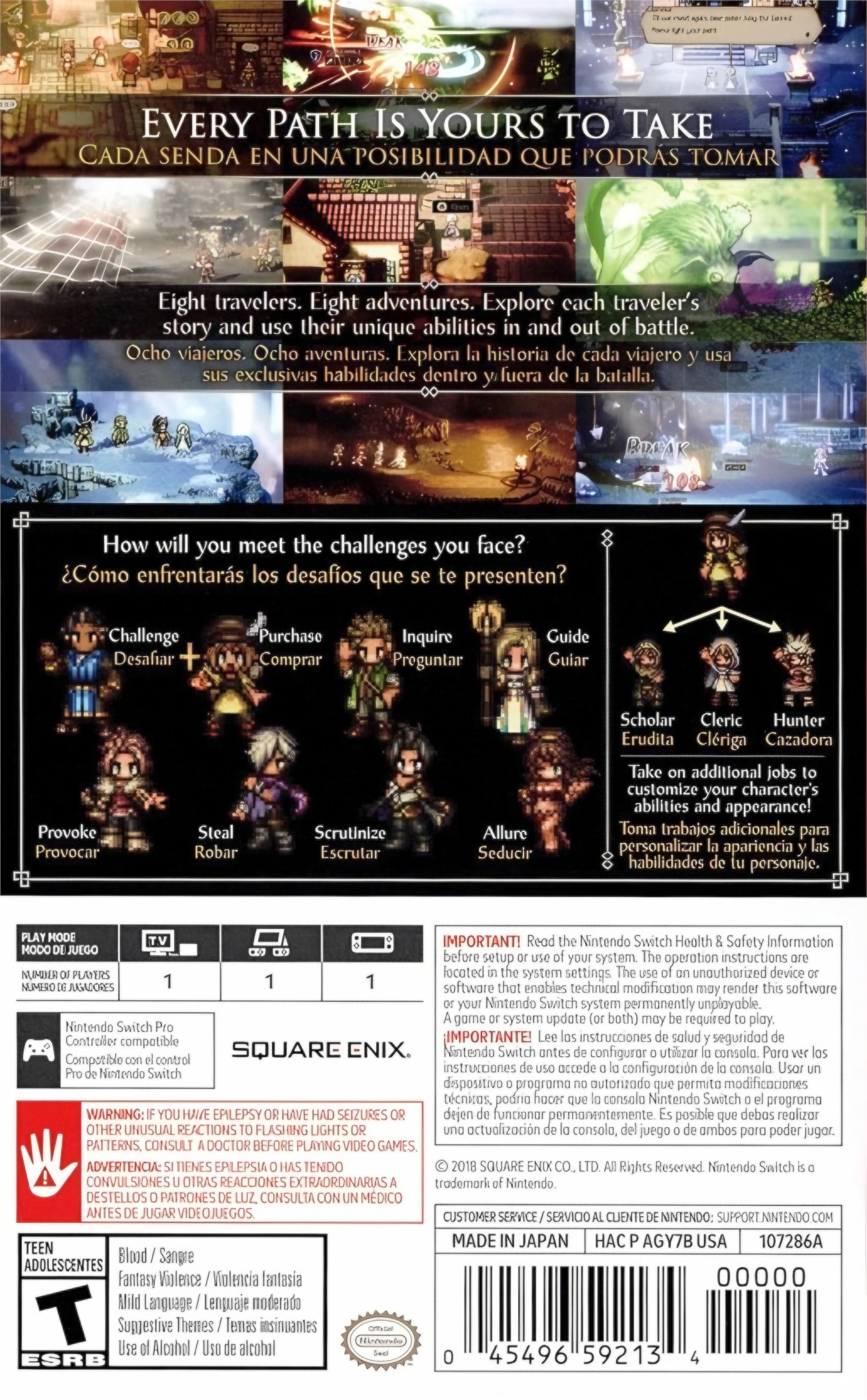 Octopath Traveler - Nintendo Switch RPG Game | Epic Adventure with 8 Unique Heroes | Perfect for Solo & Co-op Gaming Nights