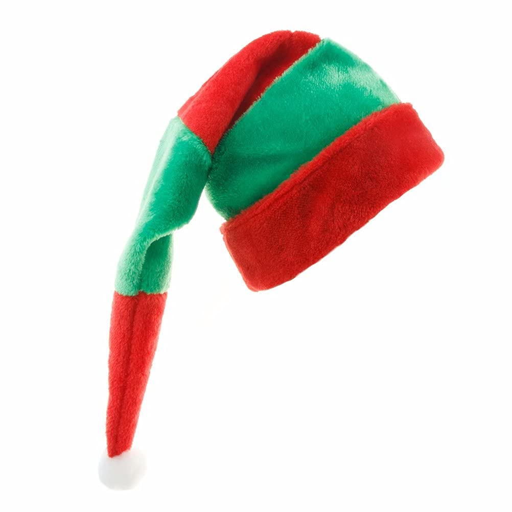 Festive Striped Elf & Santa Hats for Adults - 27 Inch Long Christmas Party Costume Accessories - Perfect for Holiday Gatherings, Office Parties & Ugly Sweater Contests