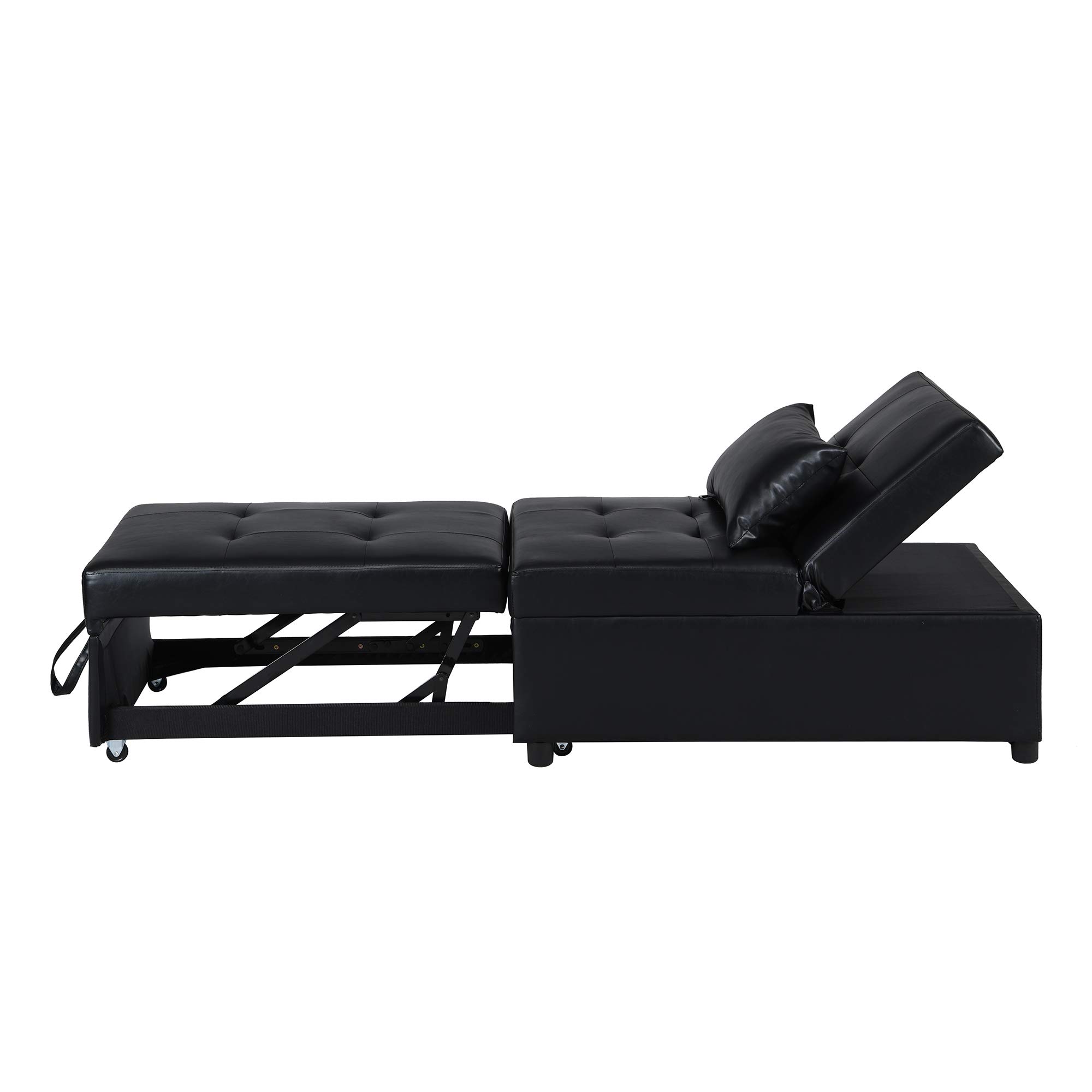 4-in-1 Convertible Sofa Bed with Adjustable Backrest - Multi-Functional Folding Ottoman Sleeper for Small Spaces, Living Room & Guest Room - Perfect for Apartments, Dorms and Overnight Guests