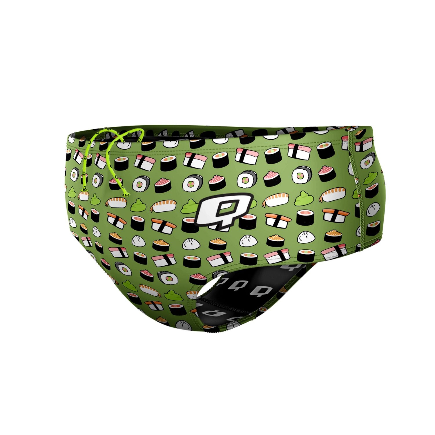 Classic Sushi Print Brief Swimsuit - High Waisted Swimwear for Women, Perfect for Beach, Pool, and Summer Vacations