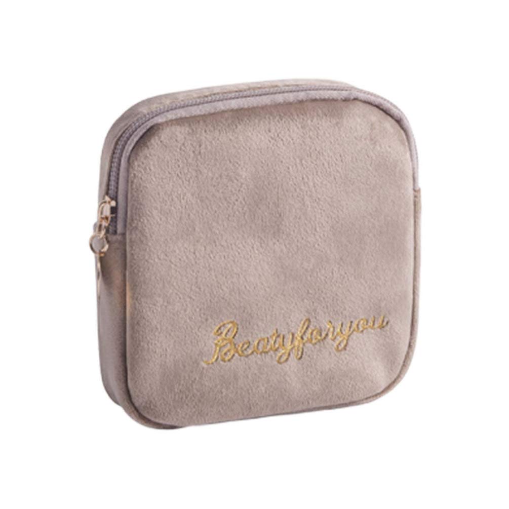 TENDYCOCO Women's Coin Purse & Sanitary Towel Bag - Zippered Travel Wallet, Diaper Organizer for Office, Outdoor & Travel (Khaki) | Perfect for Daily Essentials, Feminine Hygiene Storage & On-the-Go Moms