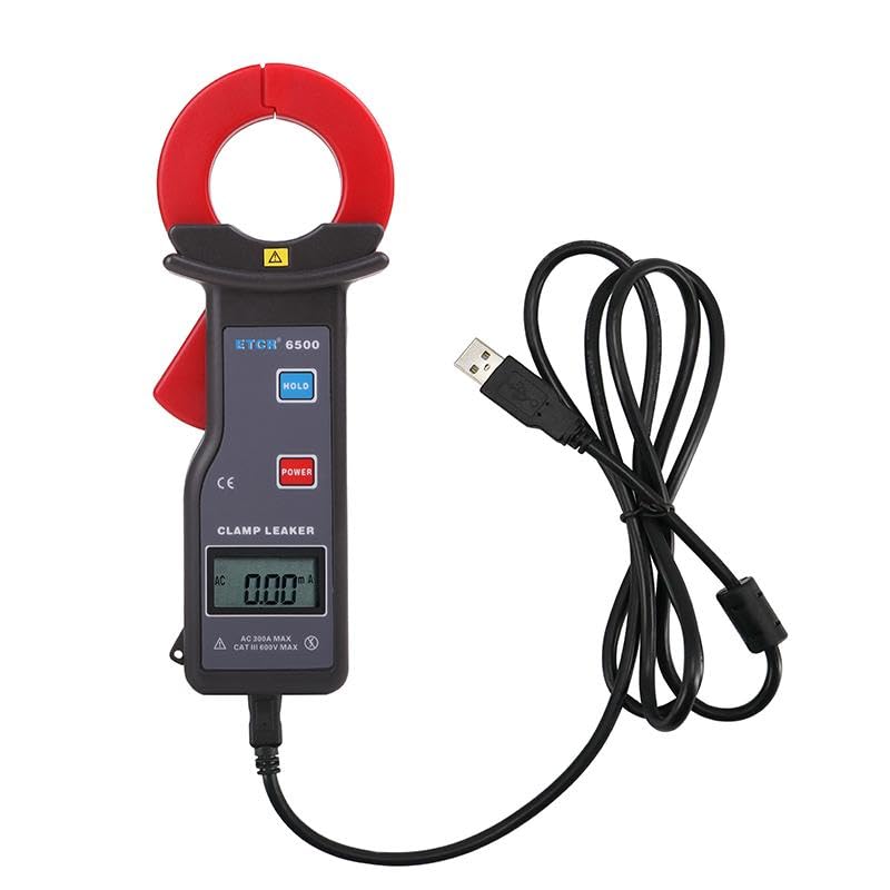 ETCR6500 High Accuracy Clamp Meter - Digital Leakage Current Tester, AC 0.00mA-300.0A, 35mm×40mm Jaw Size, USB Interface Multimeter - Perfect for HVAC, Electrical Maintenance & Industrial Diagnostics