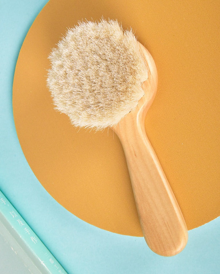Soft Wool Baby Hair Brush for Newborns - Gentle & Hypoallergenic - Perfect for Cradle Cap & Sensitive Scalp Care - Ideal for Daily Baby Grooming & Massage