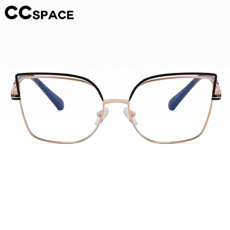 CCspace Women's Full Rim Square Cat Eye Alloy Eyeglasses Frame 301091 - Stylish Retro Glasses for Work, Reading & Fashion Accessories