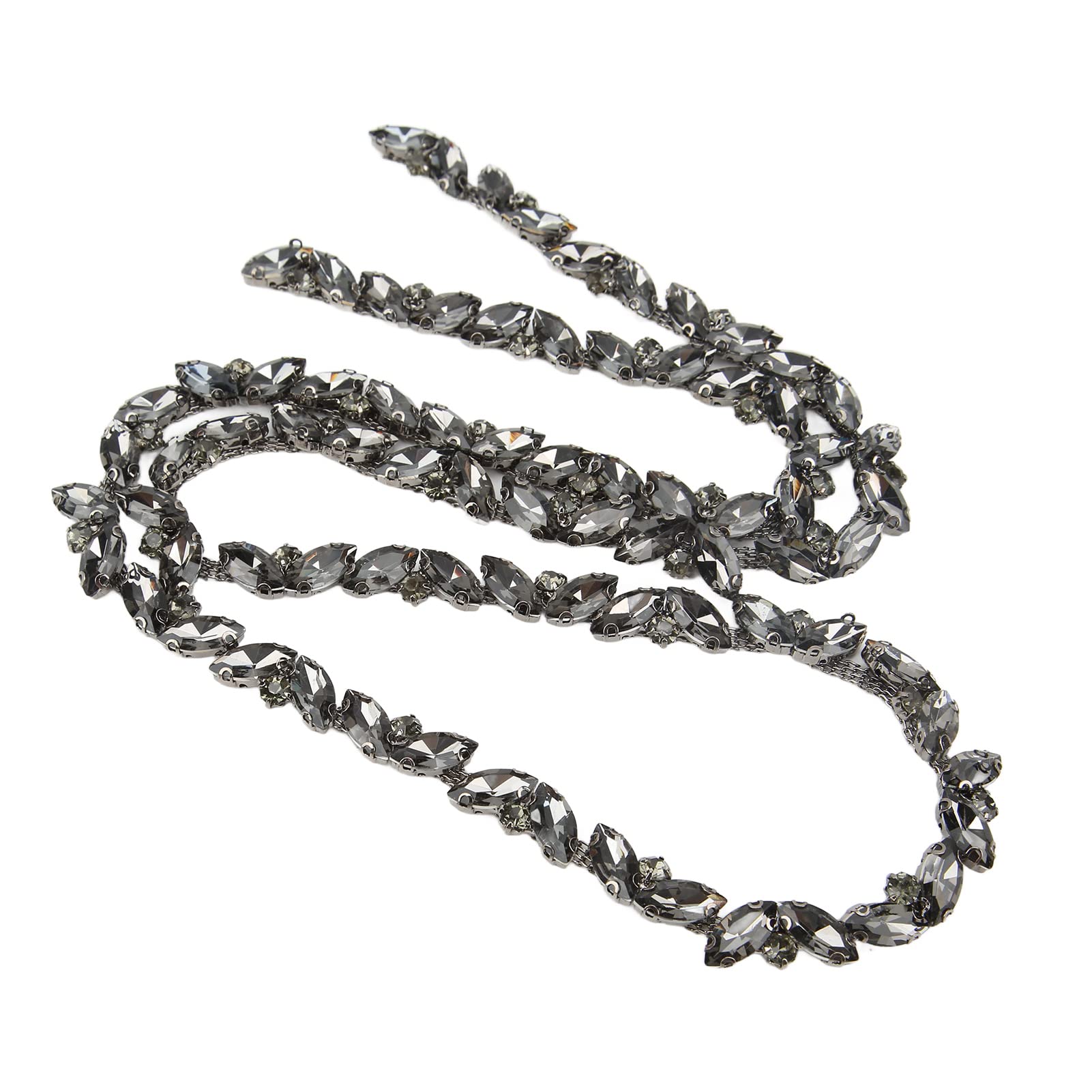 Exquisite Gun Gray Glass Claw Crystal Chain Trim - Premium Clothing Accessory for Wedding Decor, DIY Crafts & Fashion Jewelry Making | Perfect for Dress Embellishment, Handbag Decoration & Home Décor