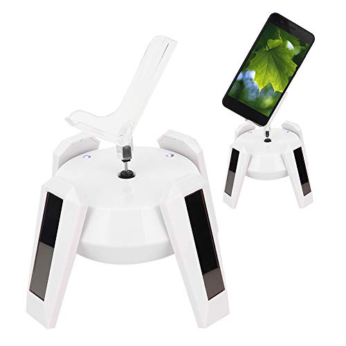 Solar Powered Rotating Jewelry Display Stand with LED Lights - 360° Turntable for Necklaces, Rings, Watches, Phones & Small Items - Perfect for Store Displays, Photography & Cake Decorating