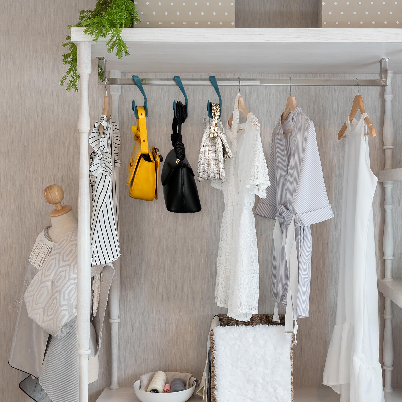 Maitys 18-Piece Acrylic Purse Hanger Hook Set - Space-Saving Handbag Organizer for Closet, Tote Bag Rack & Backpack Storage - Over-The-Door Hanging Solution for Purses, Satchels & Accessories (Green) | Perfect for Bedroom Closet Organization & Small Space Storage