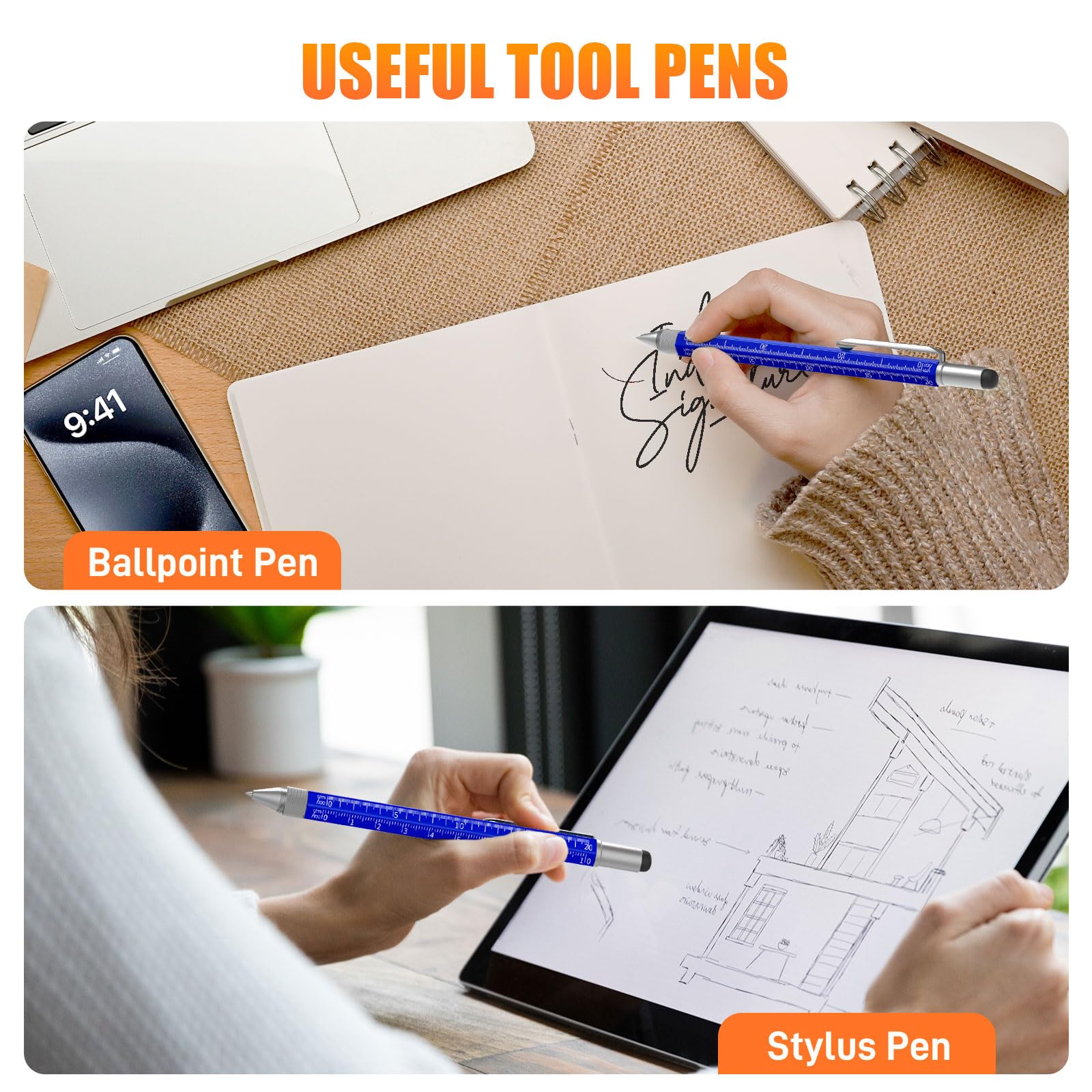 Huhoo Multi-Tech Pen Gift Set for Men & Women - Cool Gadget Tool with Personalization - Perfect for Dad, Him, or Her - Funny & Unique Present for Christmas, Father's Day, Valentine's or Birthday - Great for Office, School, Travel & Everyday Use