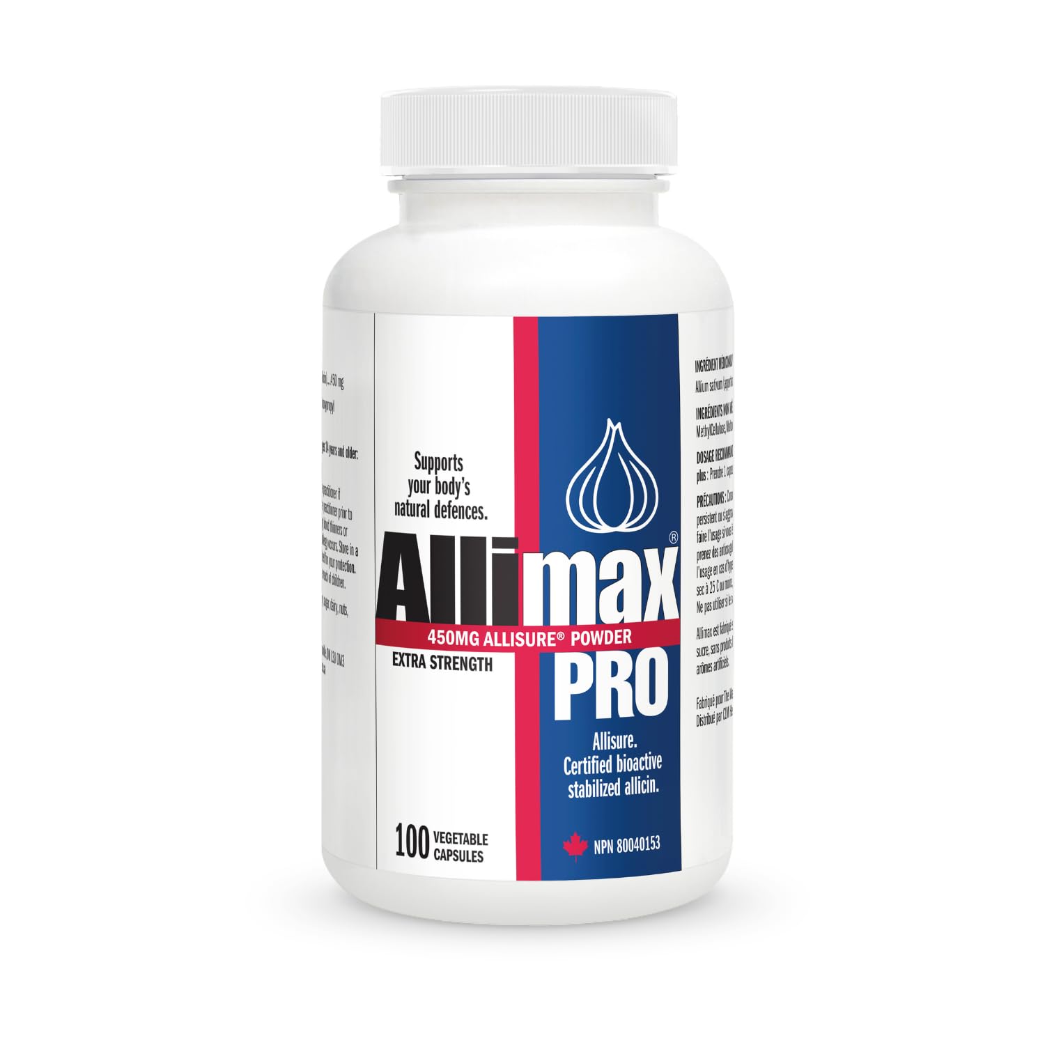 Allimax Pro 450mg 100 Vegicaps - Premium Allicin Garlic Supplement for Immune Support | Stabilized Allicin from Organic Spanish Garlic | Professional Strength Formula for Daily Wellness & Immune Boost