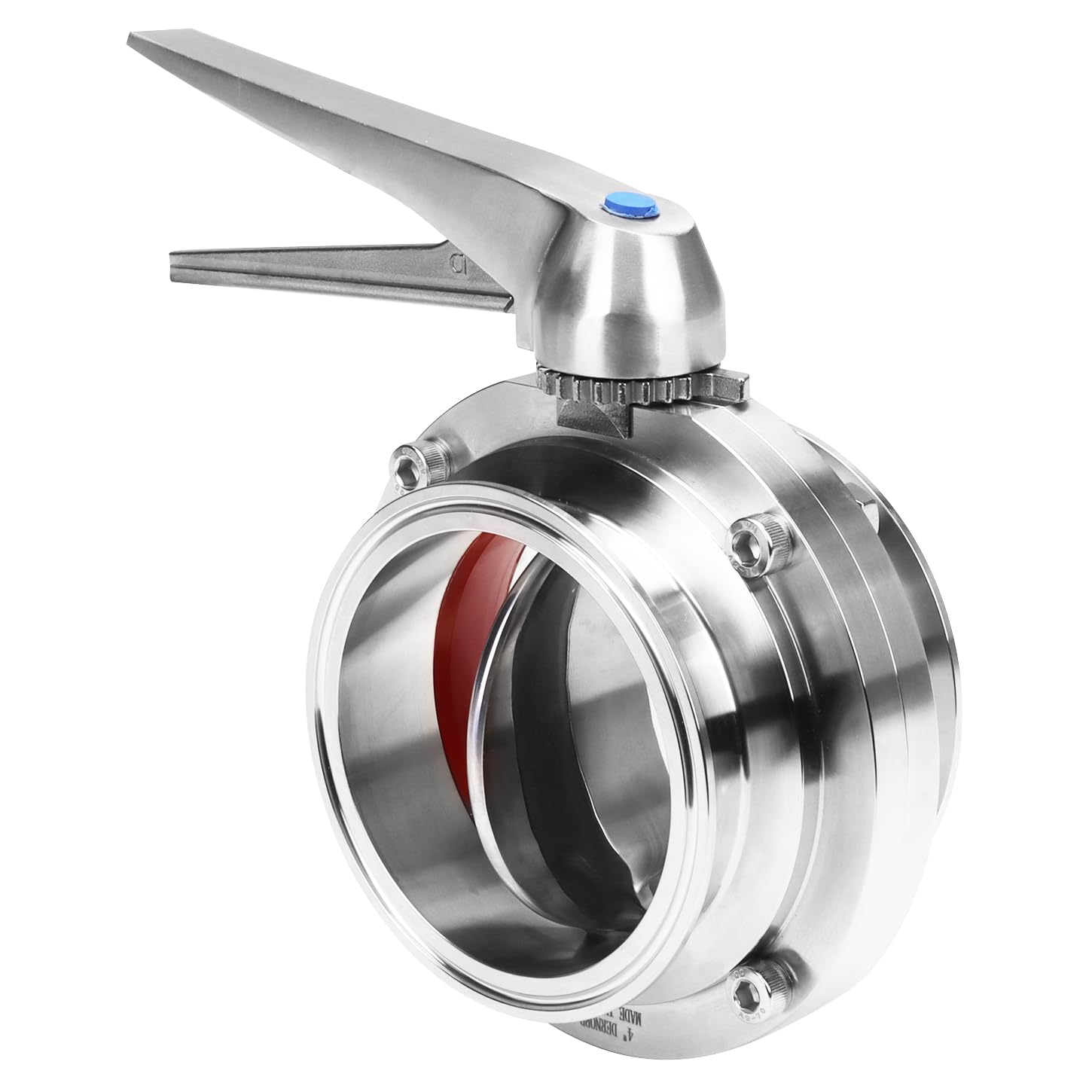DERNORD 4 Inch Tri Clamp Butterfly Valve - Stainless Steel 304 with Trigger Handle - Food Grade Sanitary Valve for Brewing, Dairy, Pharmaceutical & Chemical Industries