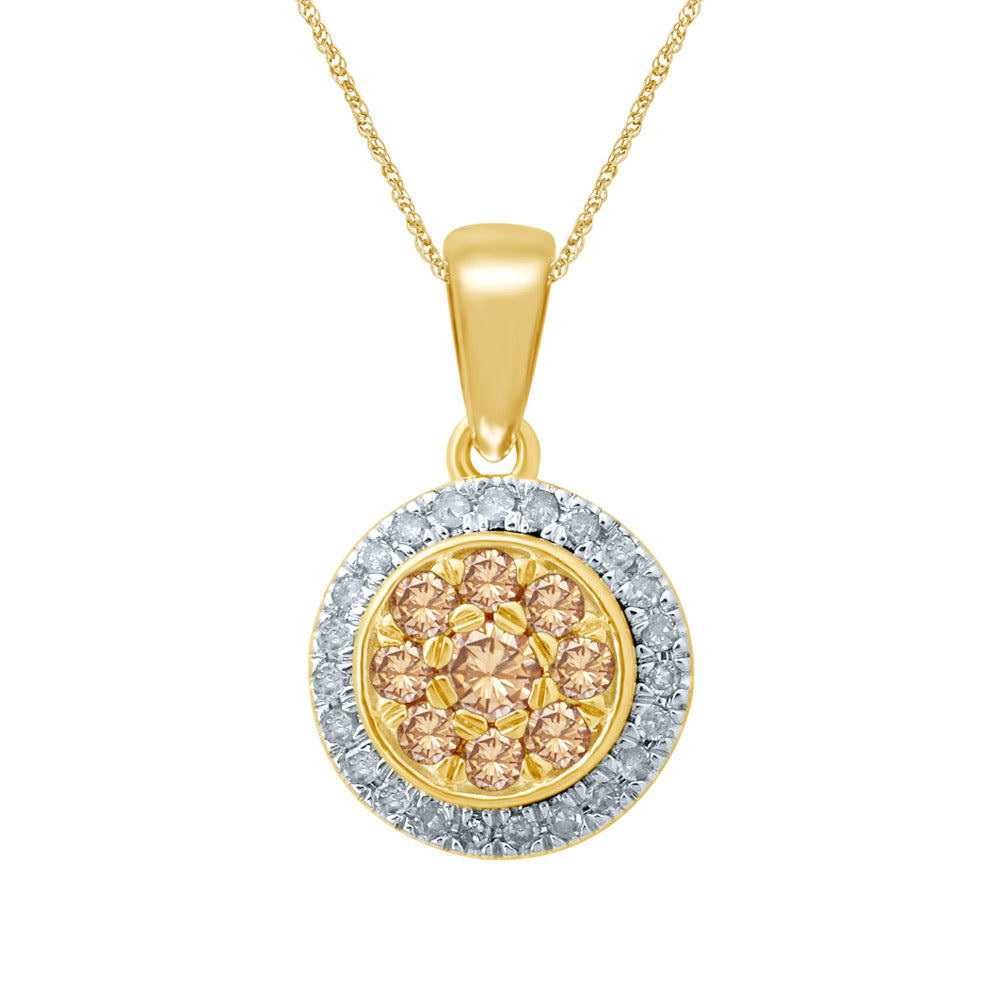 9ct Yellow Gold 3/8 Carat Western Australian Diamond Cluster Pendant Necklace with 45cm Chain - Elegant Jewelry Gift for Women, Perfect for Weddings, Anniversaries & Special Occasions