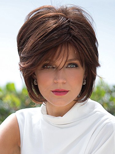 Noriko Wigs Women's Synthetic Short Bob Wig - Tousled Choppy Layers with Side Fringe, Dark Chocolate Brown (Reese Average Cap Size) | Includes Wig Comb & Hair Loss Guide - Perfect for Daily Wear, Cosplay & Hair Loss Solutions