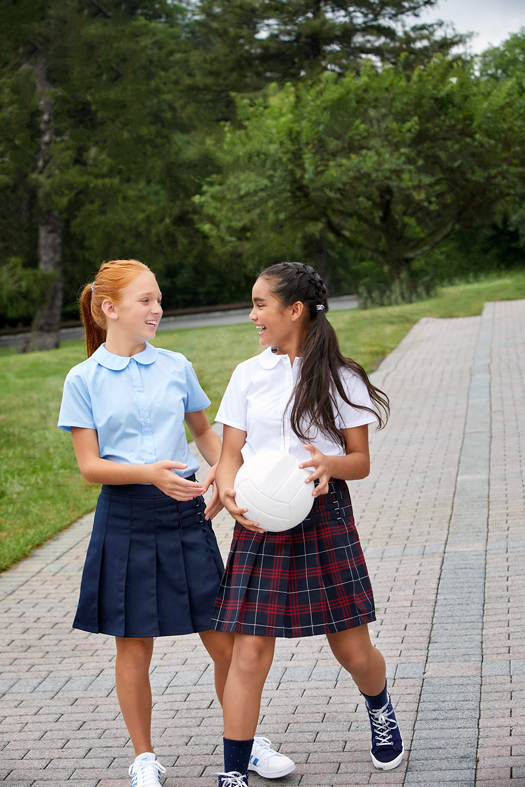 French Toast Girls' Adjustable Waist Pleated-Front Two-Tab Scooter Skirt - Perfect for School Uniforms, Playdates & Casual Outfits