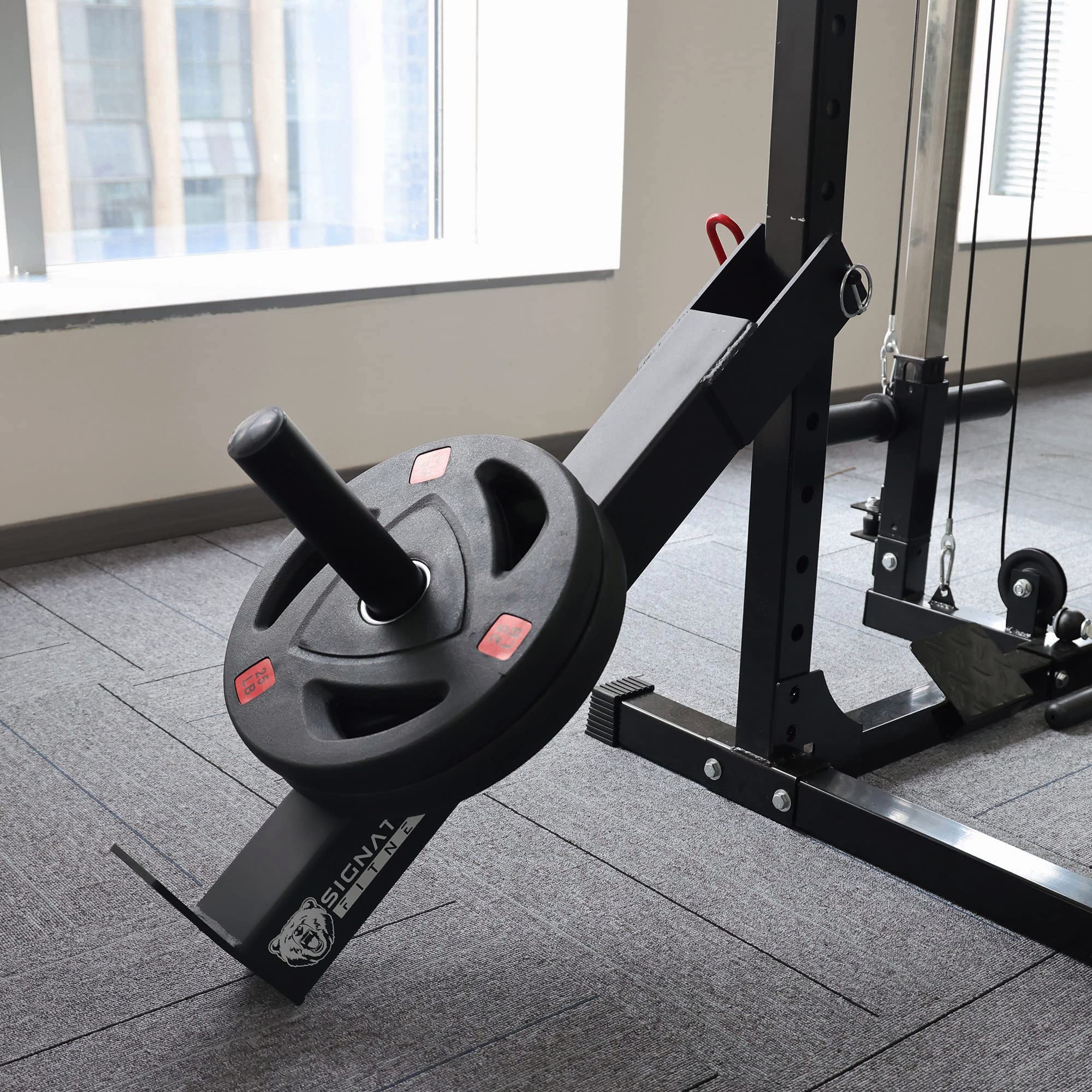 Signature Fitness Plate Loaded Lever Arm Attachment - Heavy Duty Power Rack & Squat Stand Accessory - Wall Mountable Strength Training Equipment for Home Gym (Black) - Perfect for Deadlifts, Bench Press & Functional Training