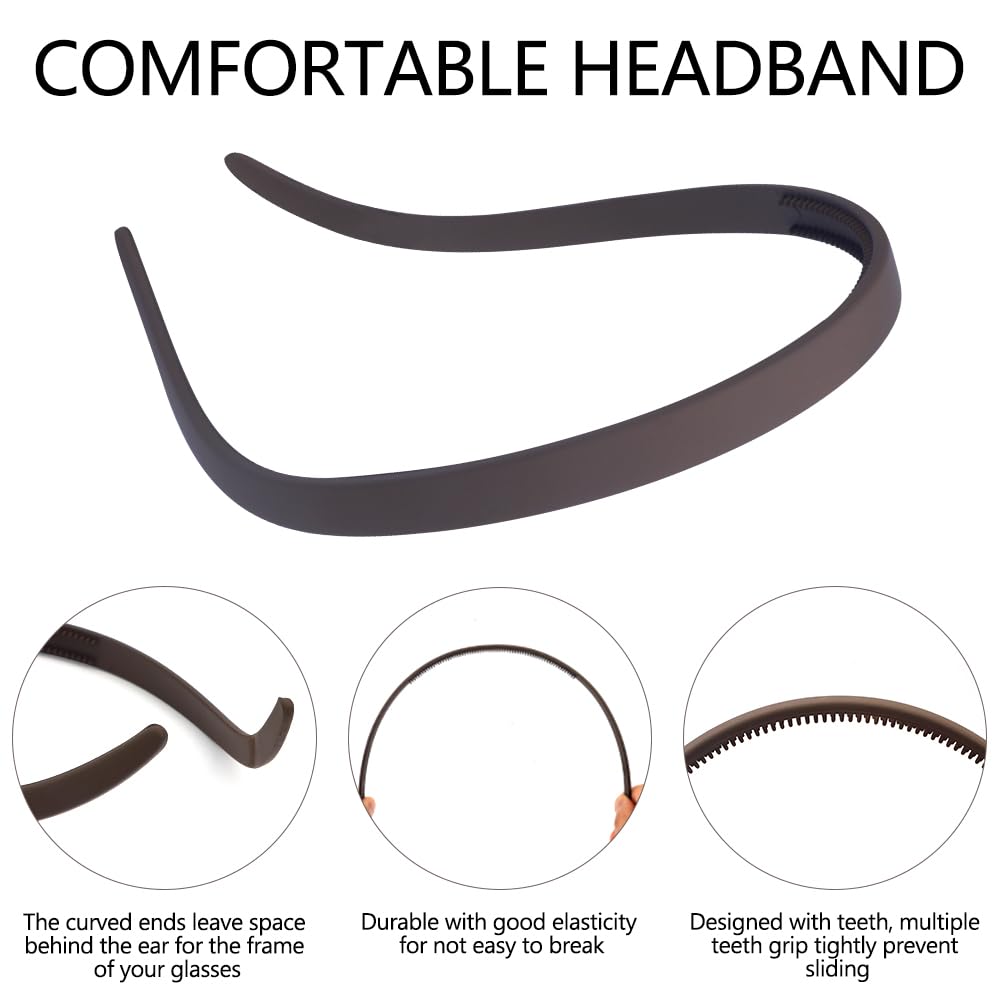 TOBATOBA No Pressure Headbands for Glasses Wearers - 6 Pack Comfortable Non-Slip Headbands with Teeth for Women & Girls - Perfect for Sports, Running, Yoga and Daily Wear