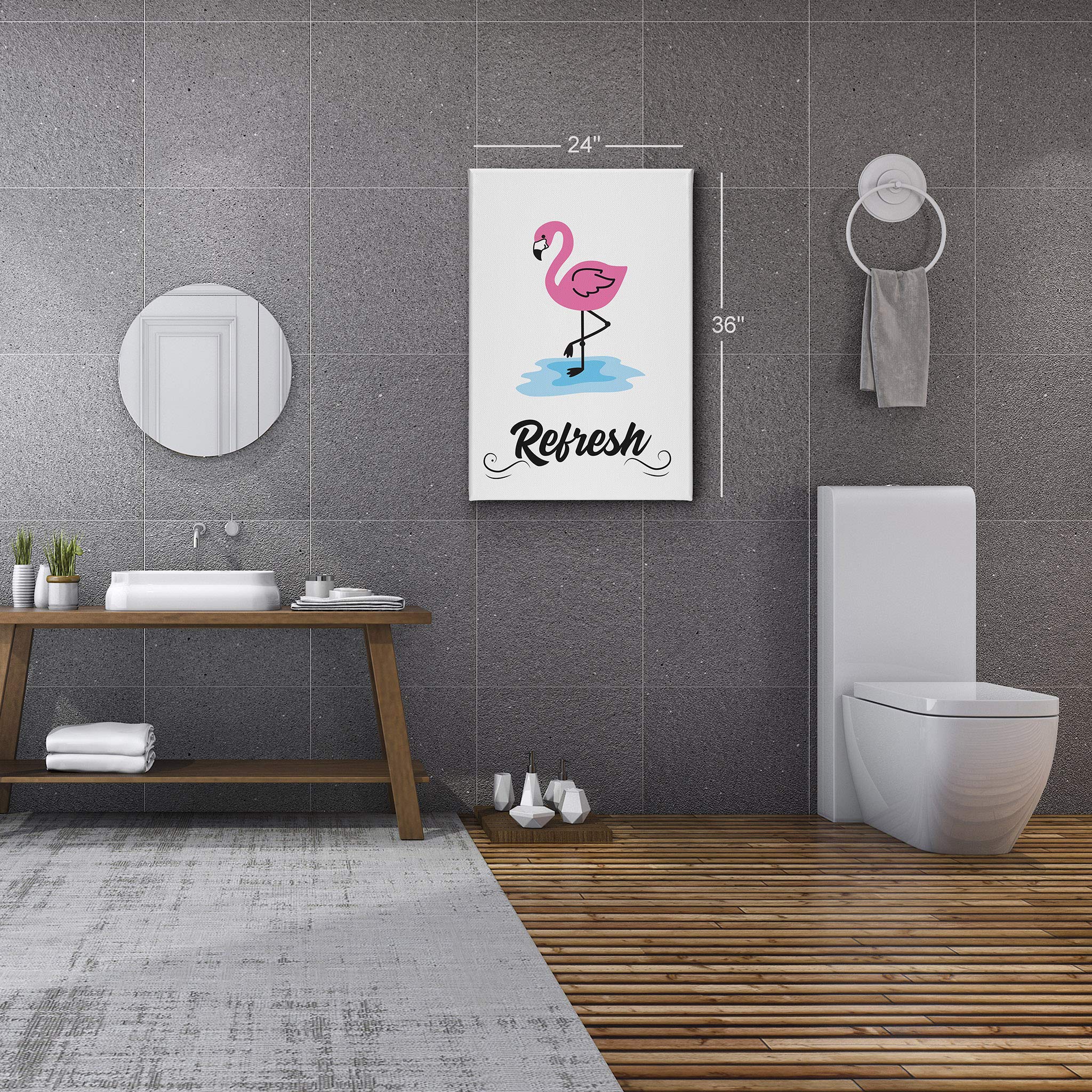 Flamingo Bathroom Wall Art - 12x8 Canvas Print for Home Decor
