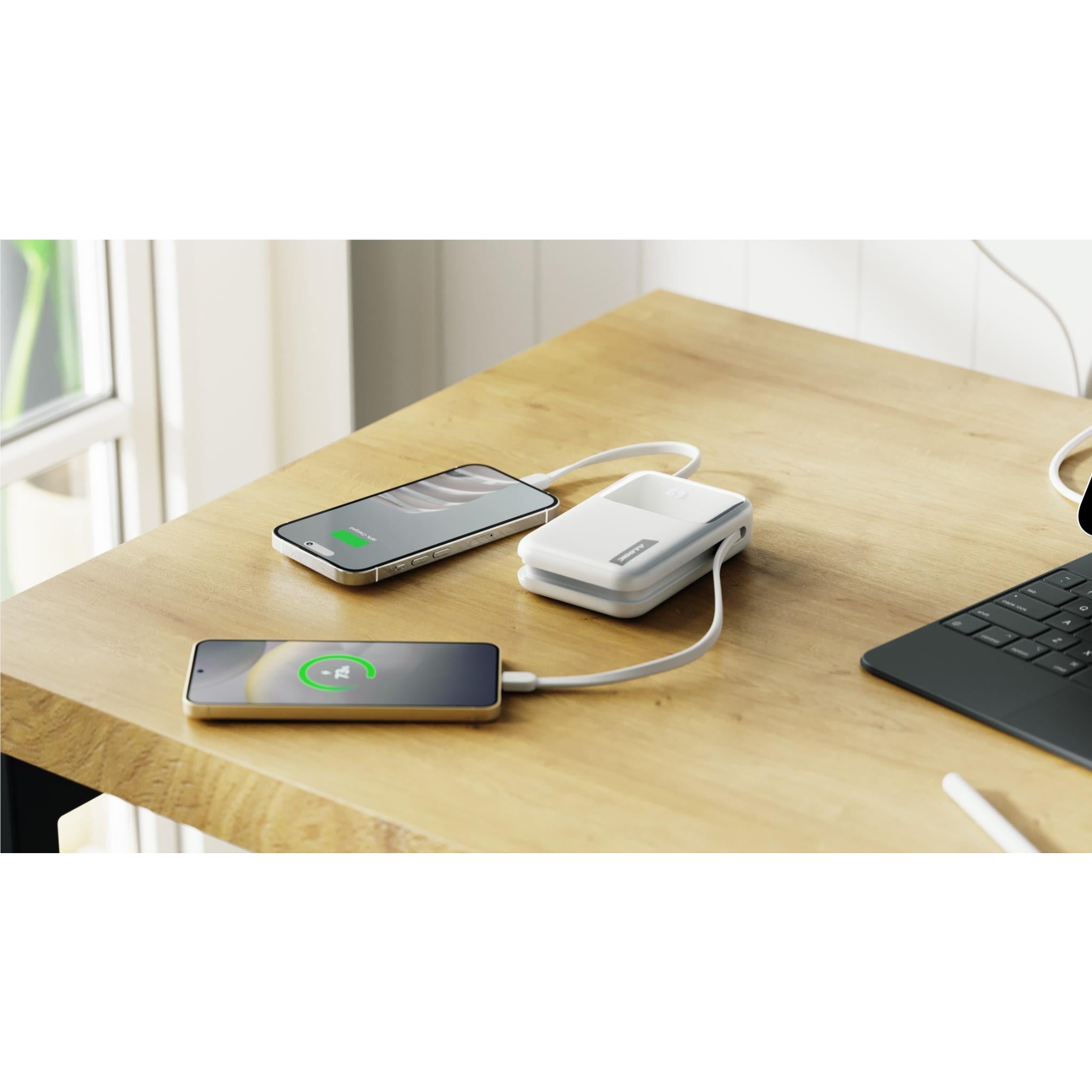 ALOGIC 20K 30W Tandem Power Bank with USB C & Lightning Port - High Capacity Portable Charger for iPhone, Samsung, iPad | Perfect for Travel, Camping & Emergency Backup (White)