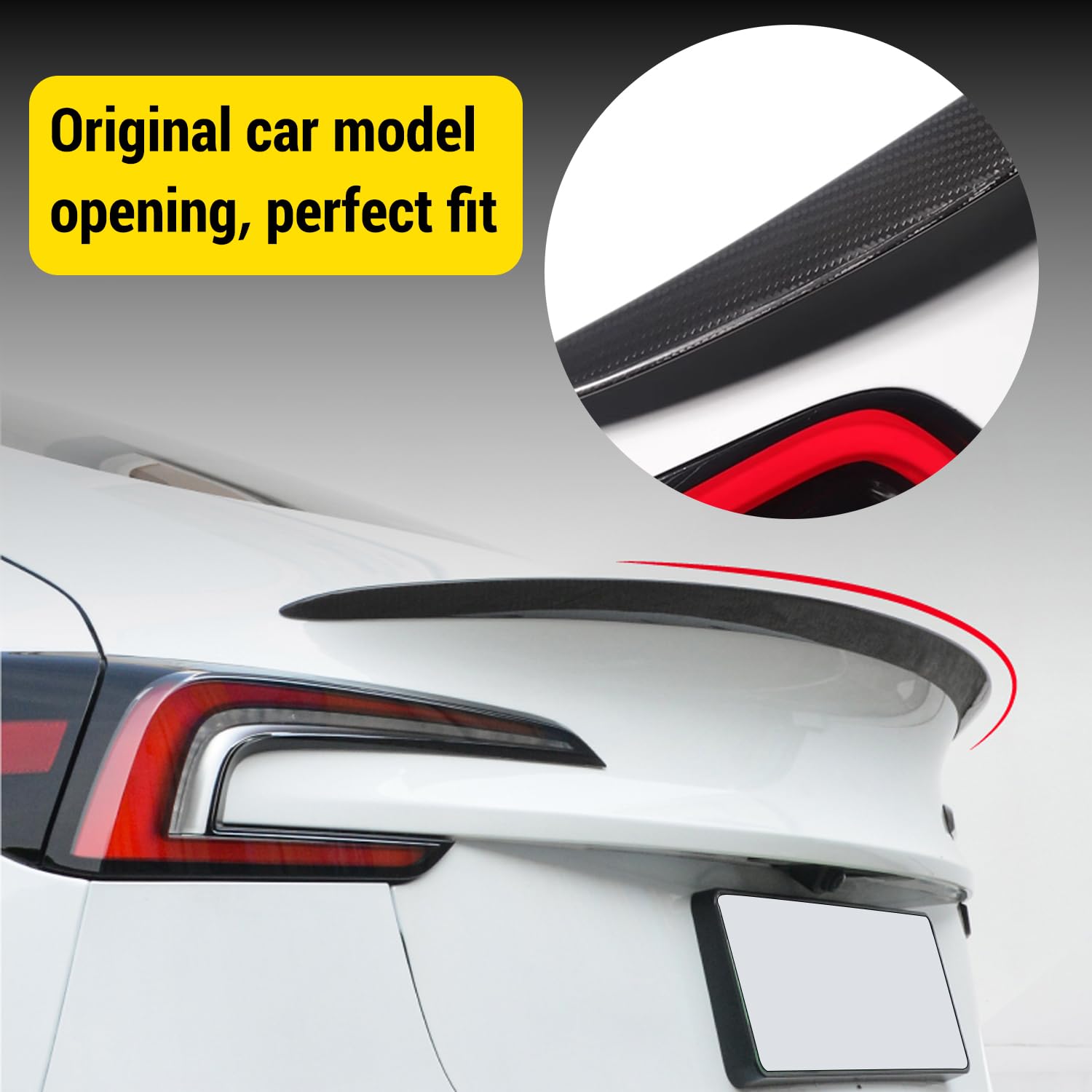 High-Performance Real Carbon Fiber Spoiler for Tesla Model 3 2024-2025 | Matte Finish | Model 3 Highland Trunk Lid Spoiler | Sporty Rear Spoiler Exterior Accessories | Enhances Aerodynamics & Style for Daily Driving & Car Shows