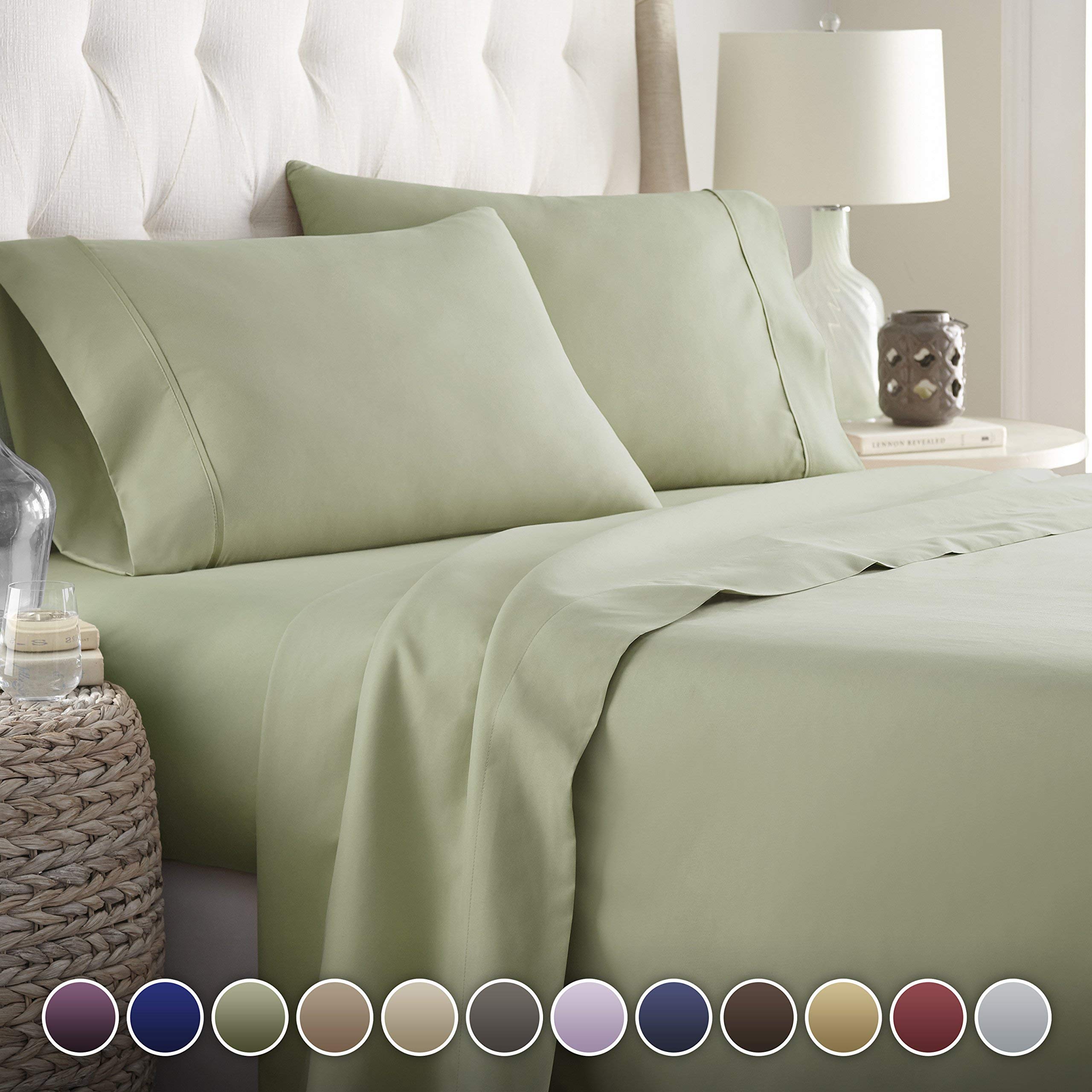 Eco-Friendly 1000 Series 4-Piece Long Staple Cotton Bed Sheet Set (Flat Sheet + 15