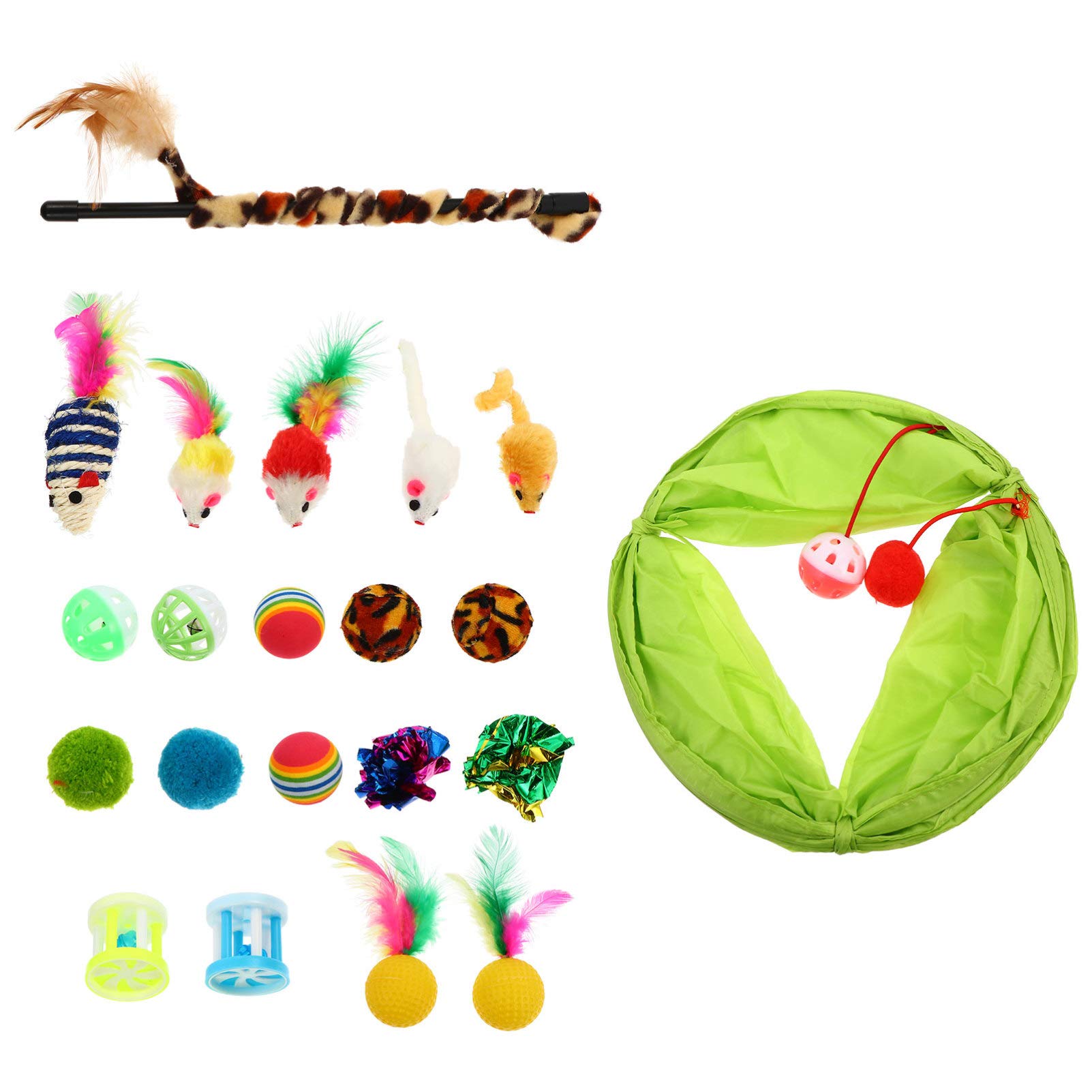 Balacoo 21-Piece Funny Cat Toy Set - Crinkle Ball, Teaser Wand & Sweat Suit for Kittens & Puppies | Interactive Play, Exercise & Stress Relief for Indoor Cats | Perfect for Playtime, Training & Bonding