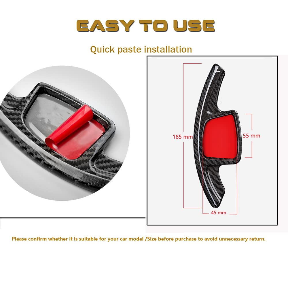 HIBEYO Real Carbon Fiber Steering Wheel Paddle Shifter Extensions for Audi A4 A6 A7 A8 A3L (2019-2021) - Black | Premium Car Accessories for Enhanced Driving Experience & Performance Upgrades