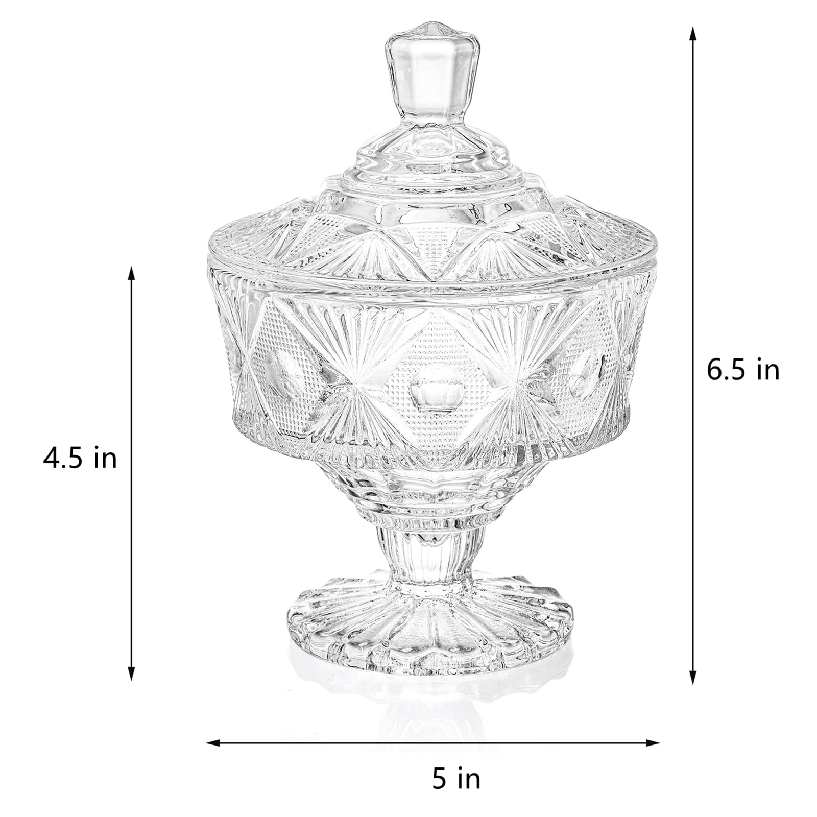 Frcctre 2 Pack 15 Oz Glass Candy Dish with Lid - Crystal Candy Bowl & Cookie Jar, Decorative Apothecary Jar for Parties, Candy Buffet, Weddings, Christmas - Perfect for Home Decor, Kitchen Storage & Holiday Gift Giving