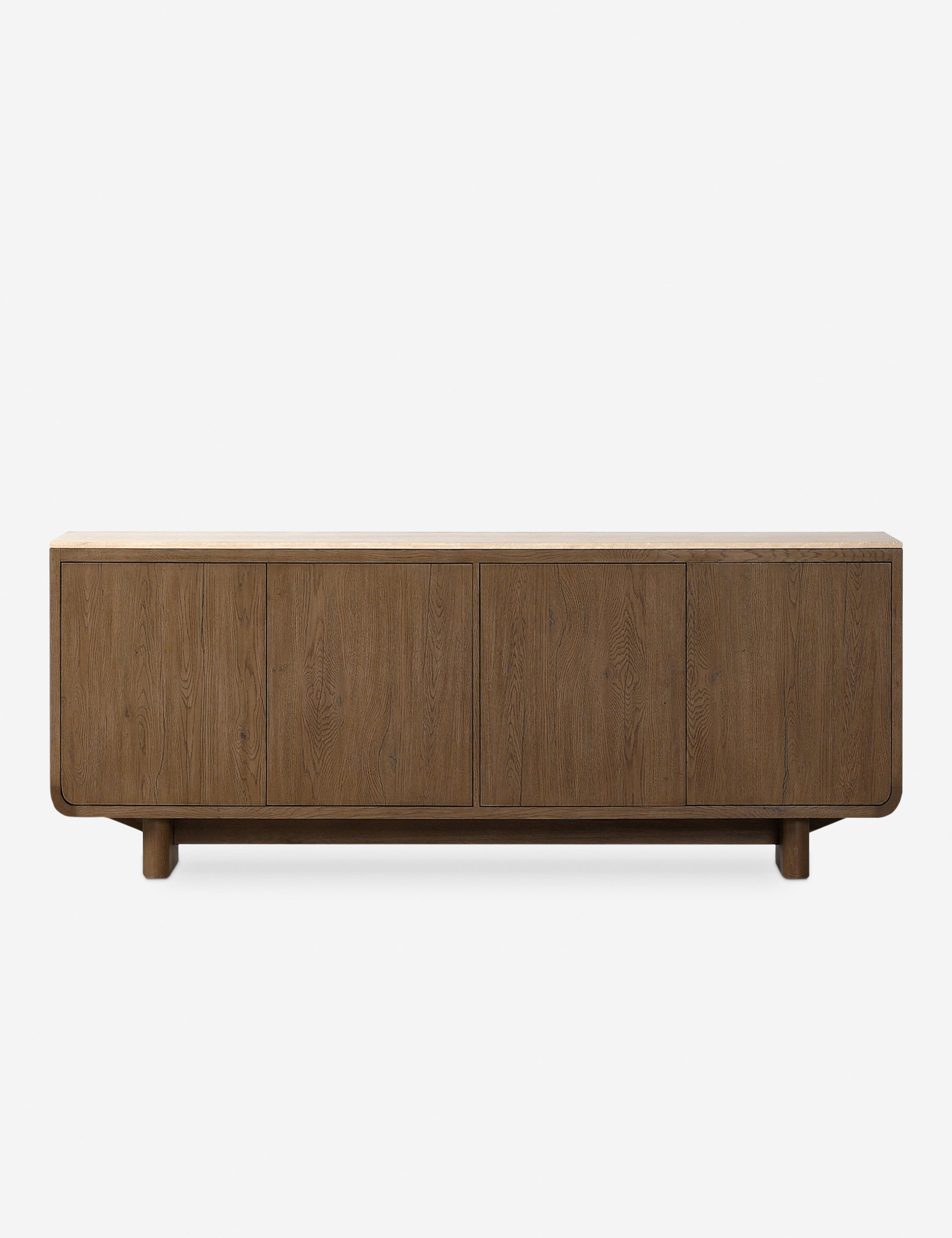 Modern Bram Sideboard - Mid-Century Style Buffet Cabinet with 2 Doors & 4 Drawers - Solid Wood Dining Room Storage for Living Room, Entryway, or Bedroom