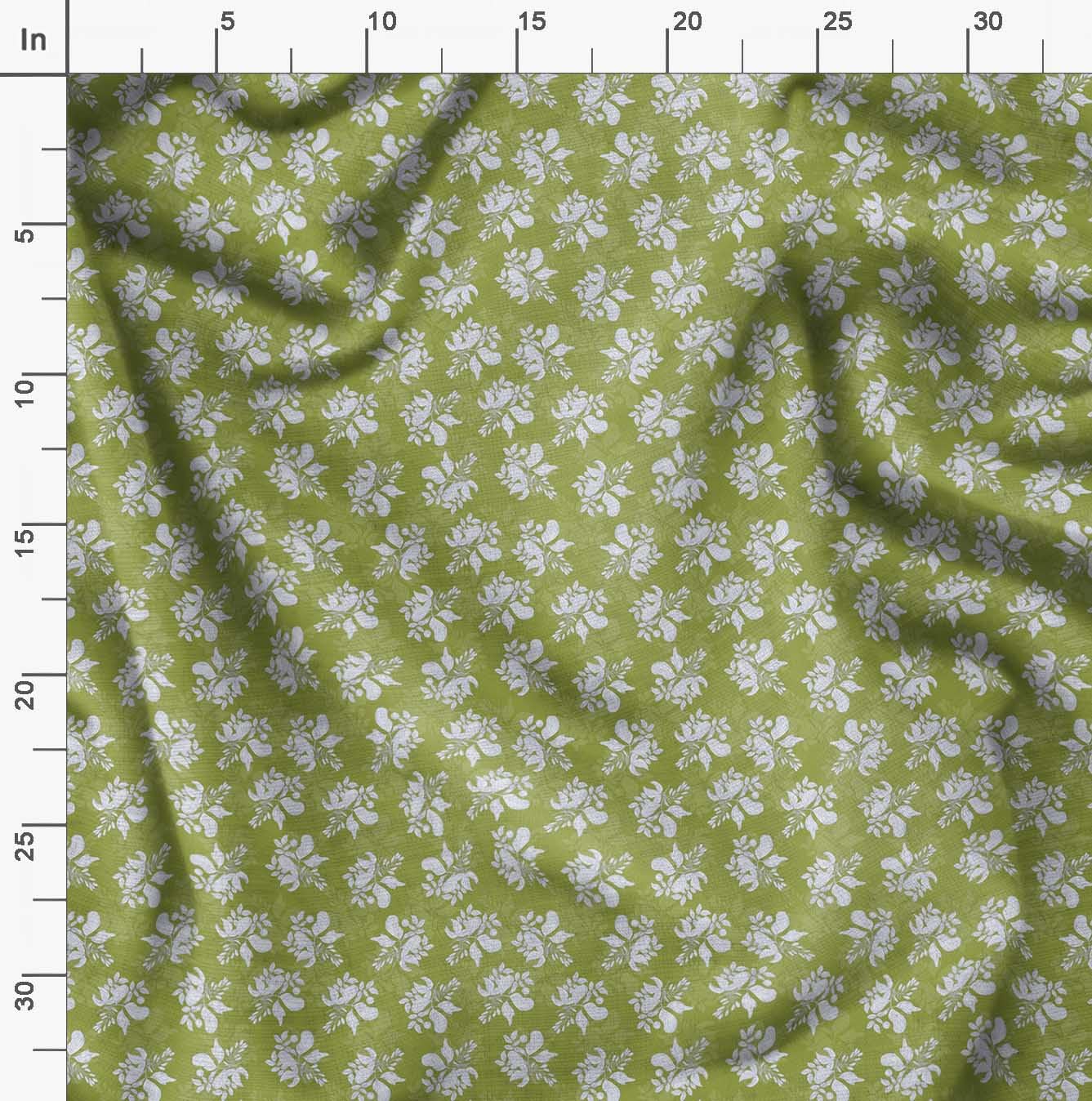 Soimoi Moss Green Georgette Fabric by The Yard - 42 Inch Wide Printed Floral Leaf Design - Elegant Artistic Fabric for Dresses, Curtains, DIY Fashion Projects | Perfect for Sewing, Home Decor & Crafting